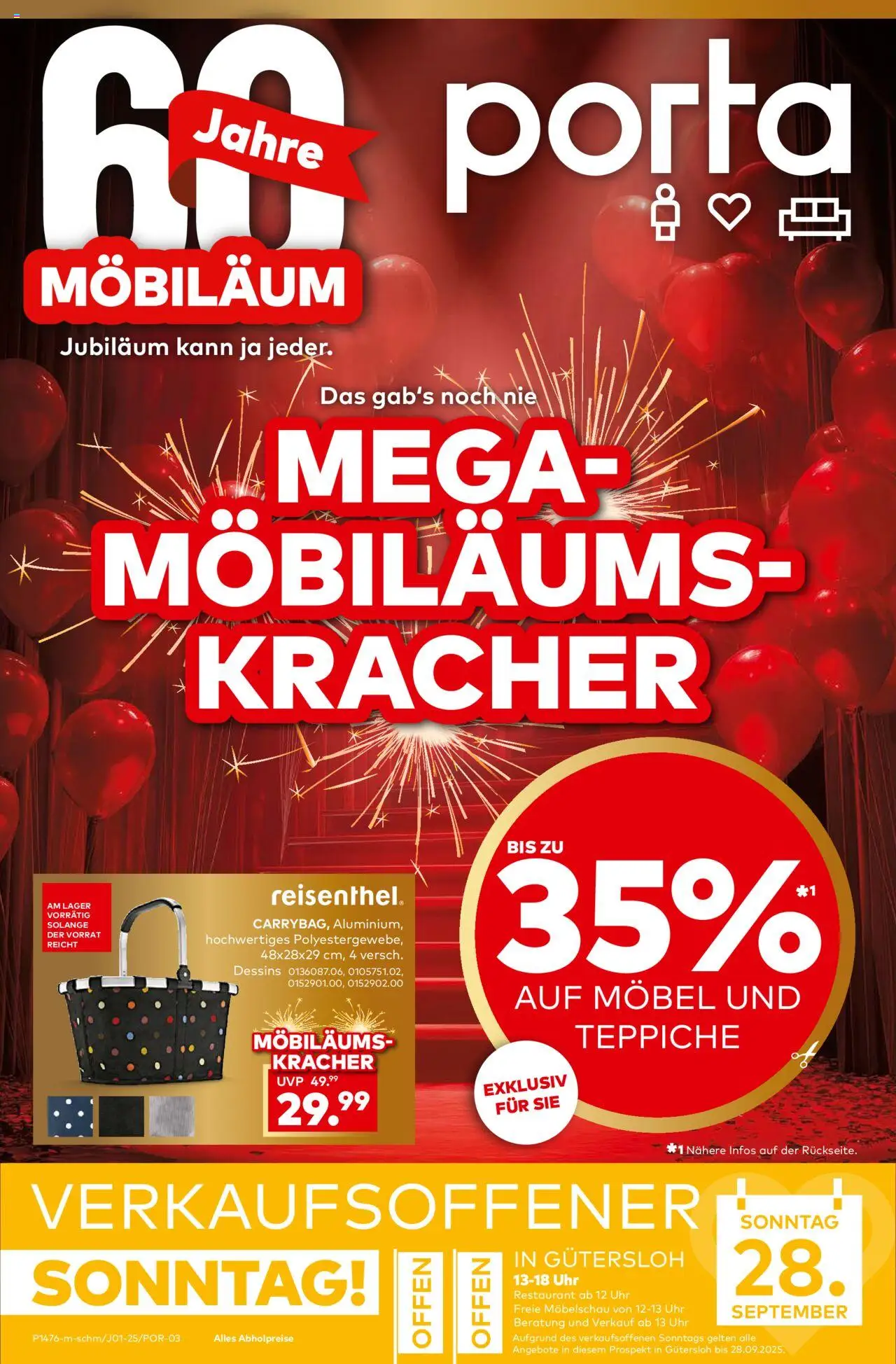 Porta! Mega Möbiläumskracher - Guetersloh – gültig ab 21.09.2025 | Seite: 1 | Produkte: Uhr