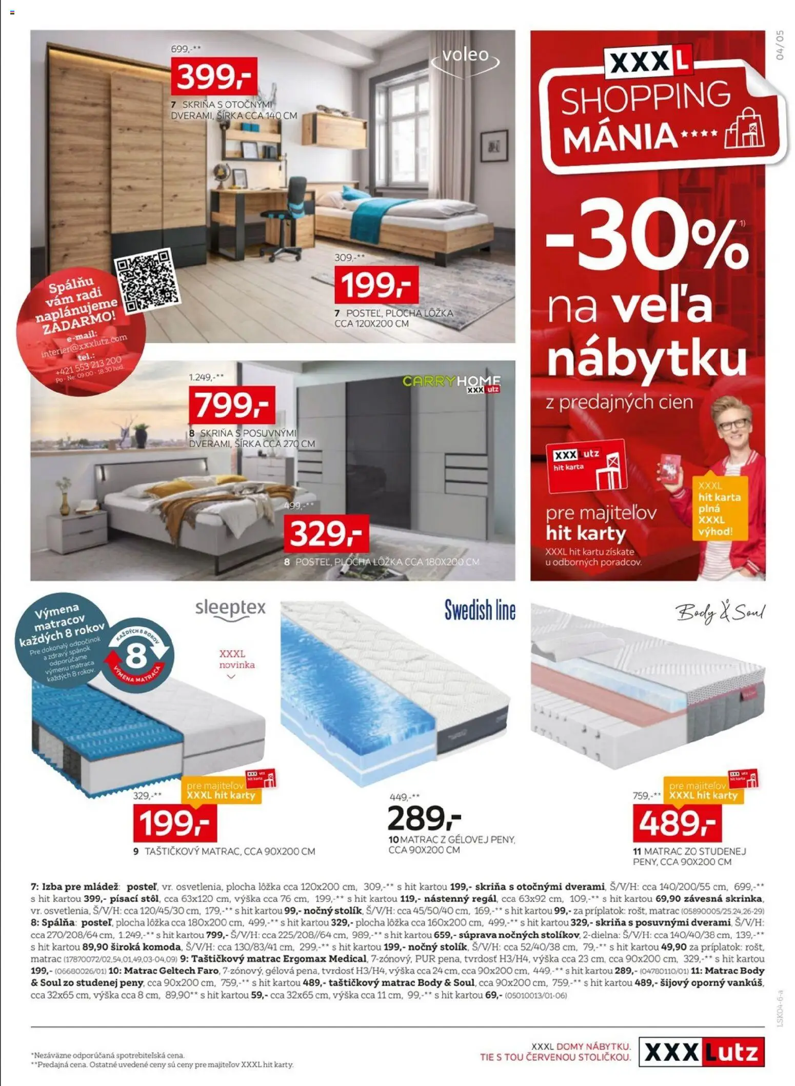 Nové XXXLutz akcie – leták je platný od 06.04.2026 | Strana: 5 | Produkty: Matrac, Skriňa, Skrinka
