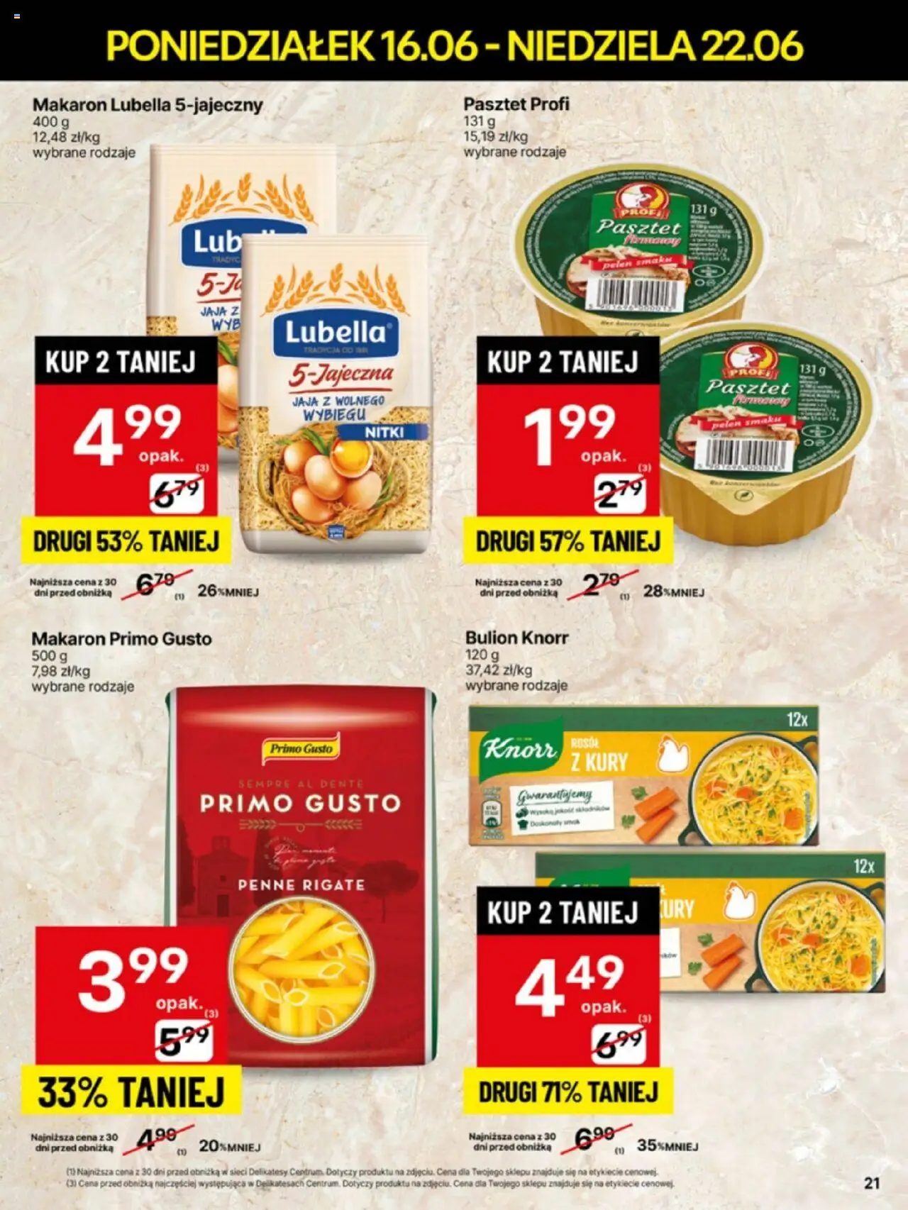 Delikatesy Centrum Gazetka od 16.06.2025 | Strona: 21 | Produkty: Penne, Delikatesy, Makaron, Jaja