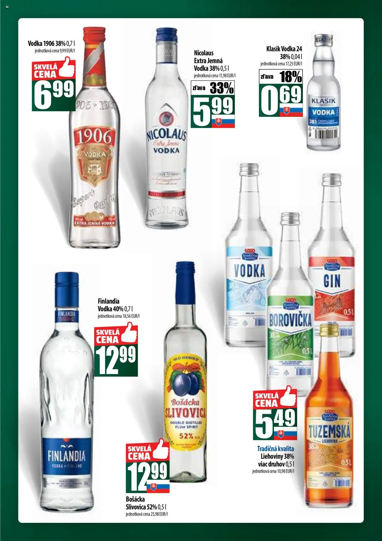 COOP Jednota široká ponuka │ platný od 24.07.2025 | Strana: 49 | Produkty: Borovička, Bošácka slivovica, Slivovica, Finlandia