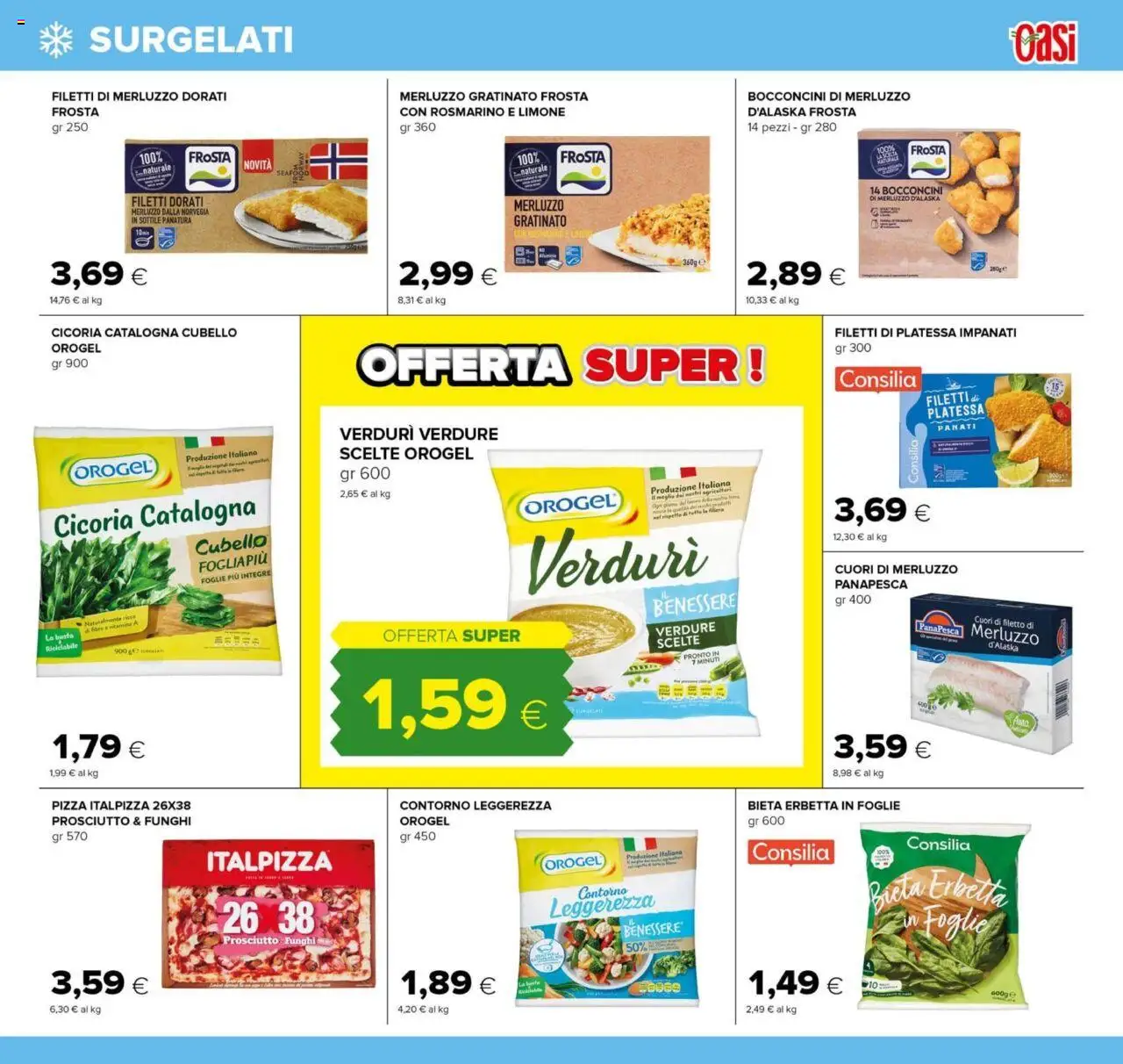 Volantino Oasi del 25.09.2025 | Pagina: 9 | Prodotti: Merluzzo, Verdure, Limone, Prosciutto