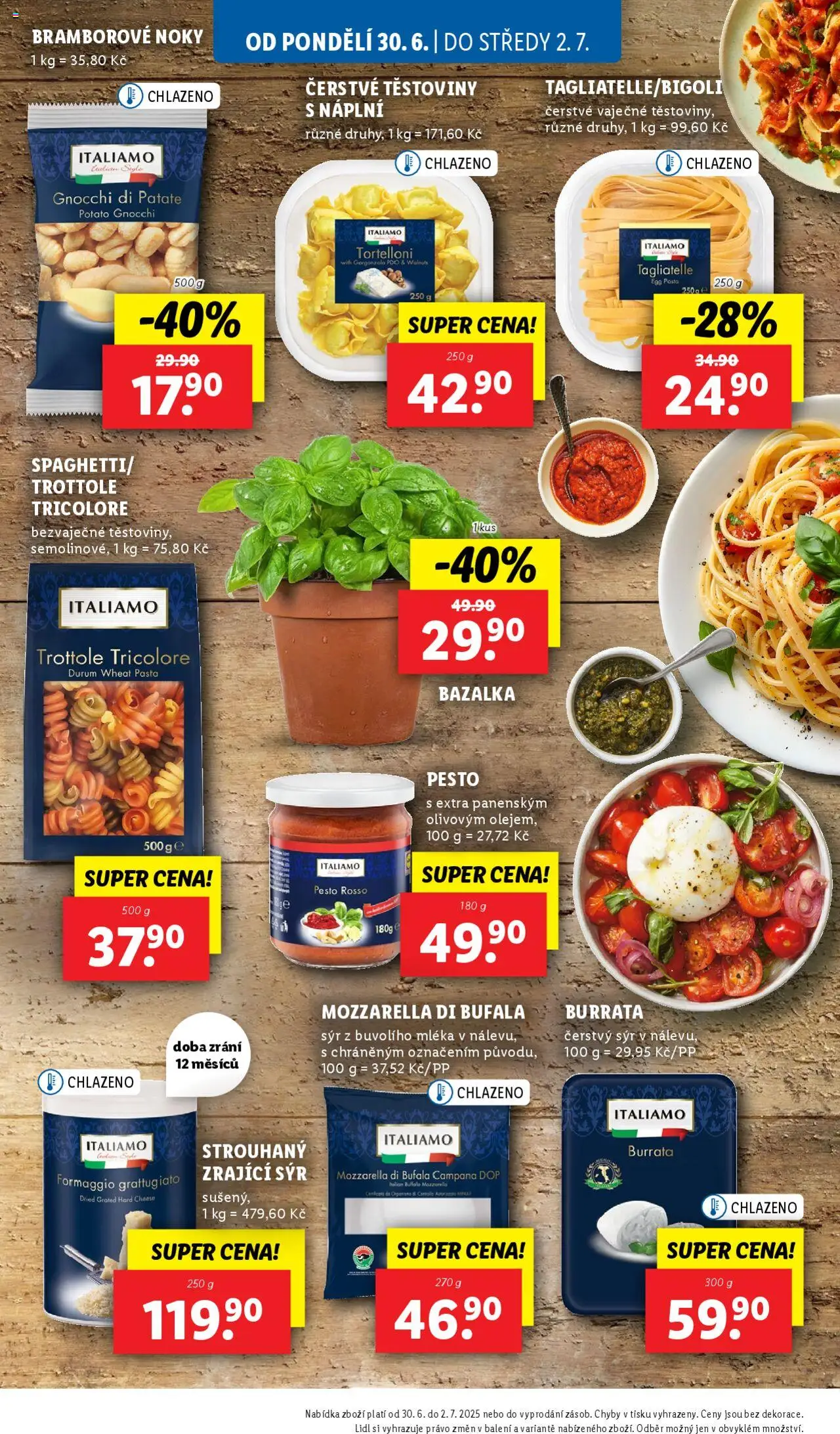 Lidl leták od 30.06.2025 | Strana: 16 | Produkty: Čerstvé těstoviny, Zrající sýr, Bramborové noky, Pesto