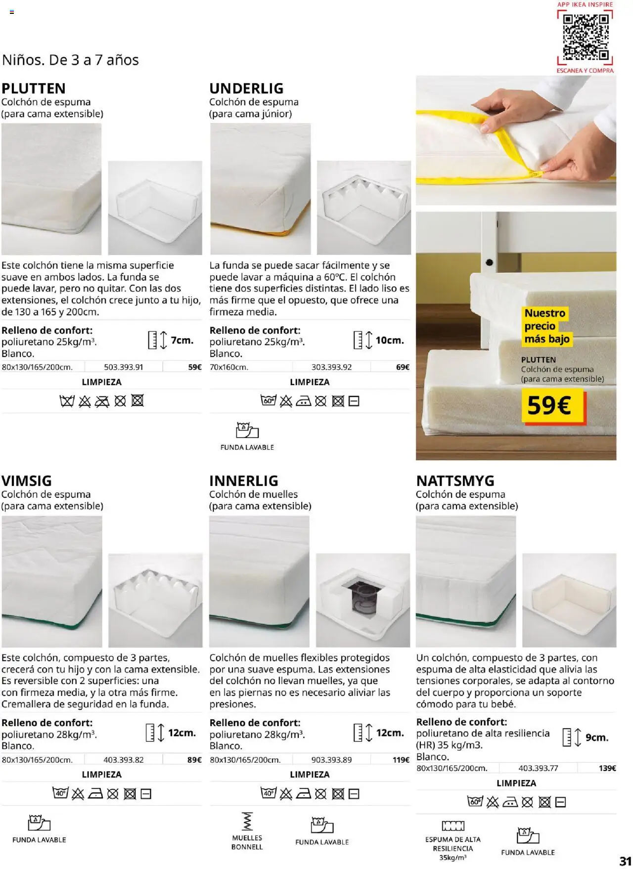 Catálogo IKEA Confort │ válido desde el 04.02.2025 | Página: 31 | Productos: Colchon, Funda, Cama