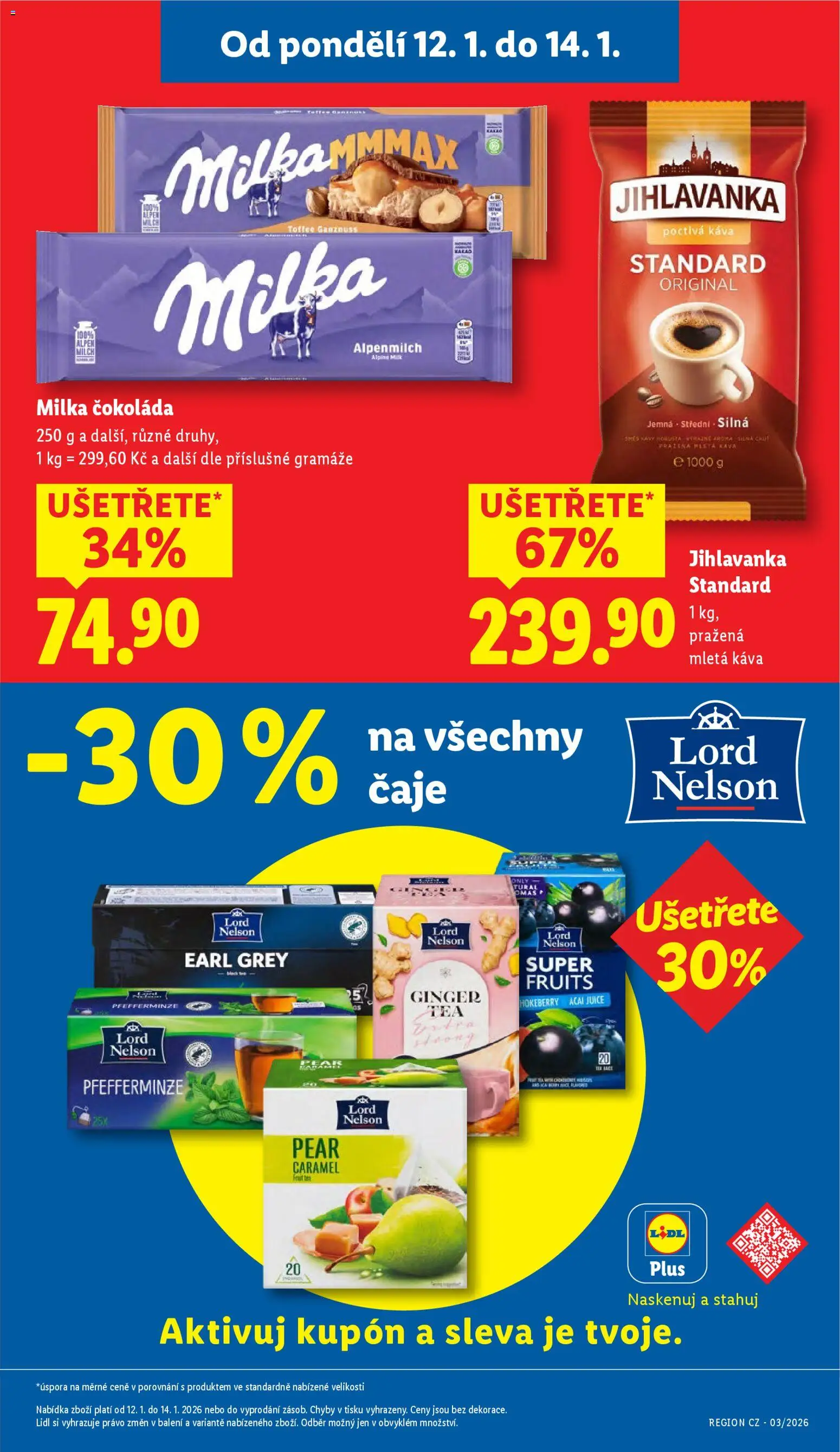 Lidl leták od 12.01.2026 | Strana: 3 | Produkty: Káva, Milka, Jihlavanka, Mletá káva