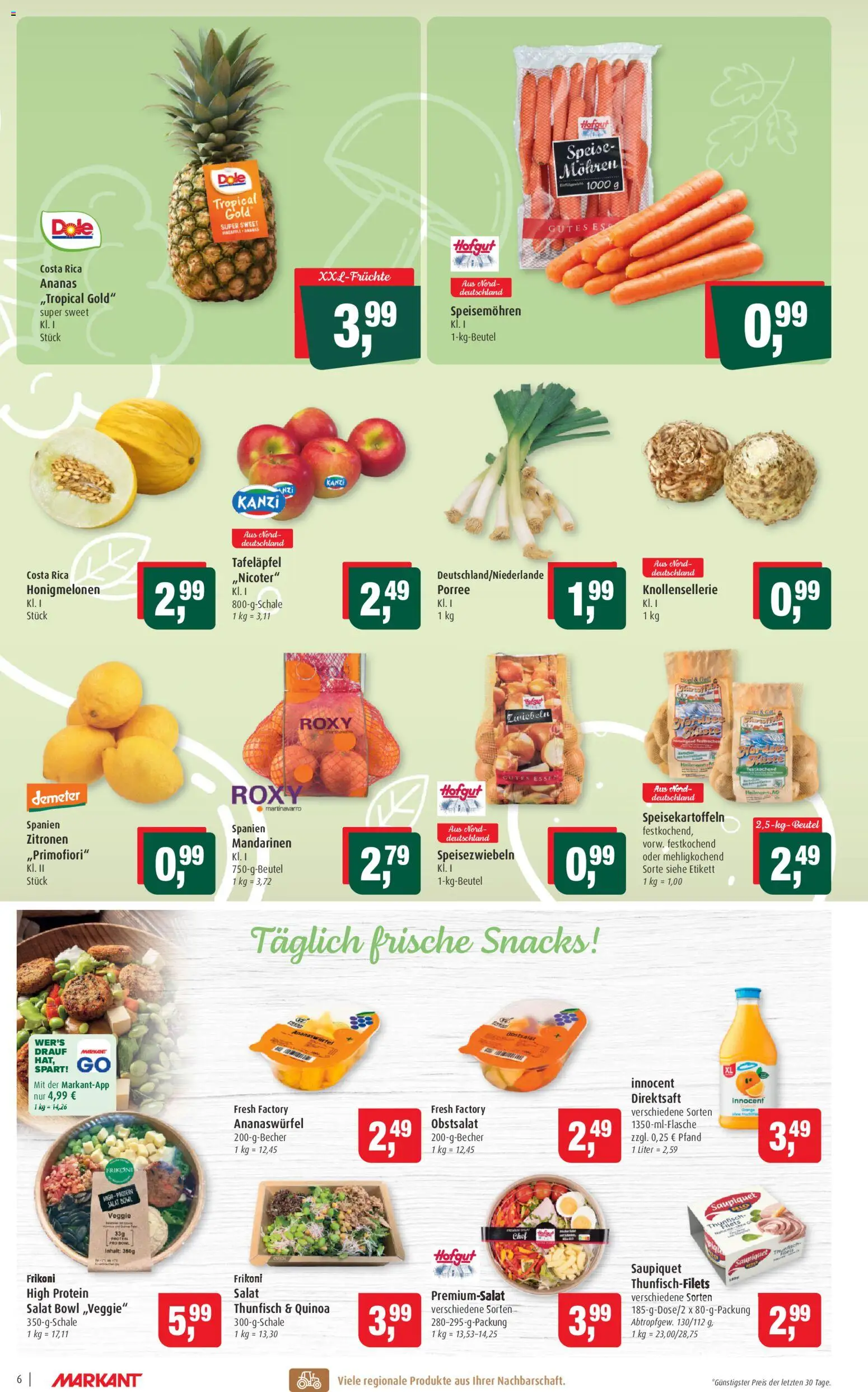 Markant Prospekt 	 – gültig ab 09.03.2026 | Seite: 6 | Produkte: Mandarinen, Ananas, Mohren, Zitronen