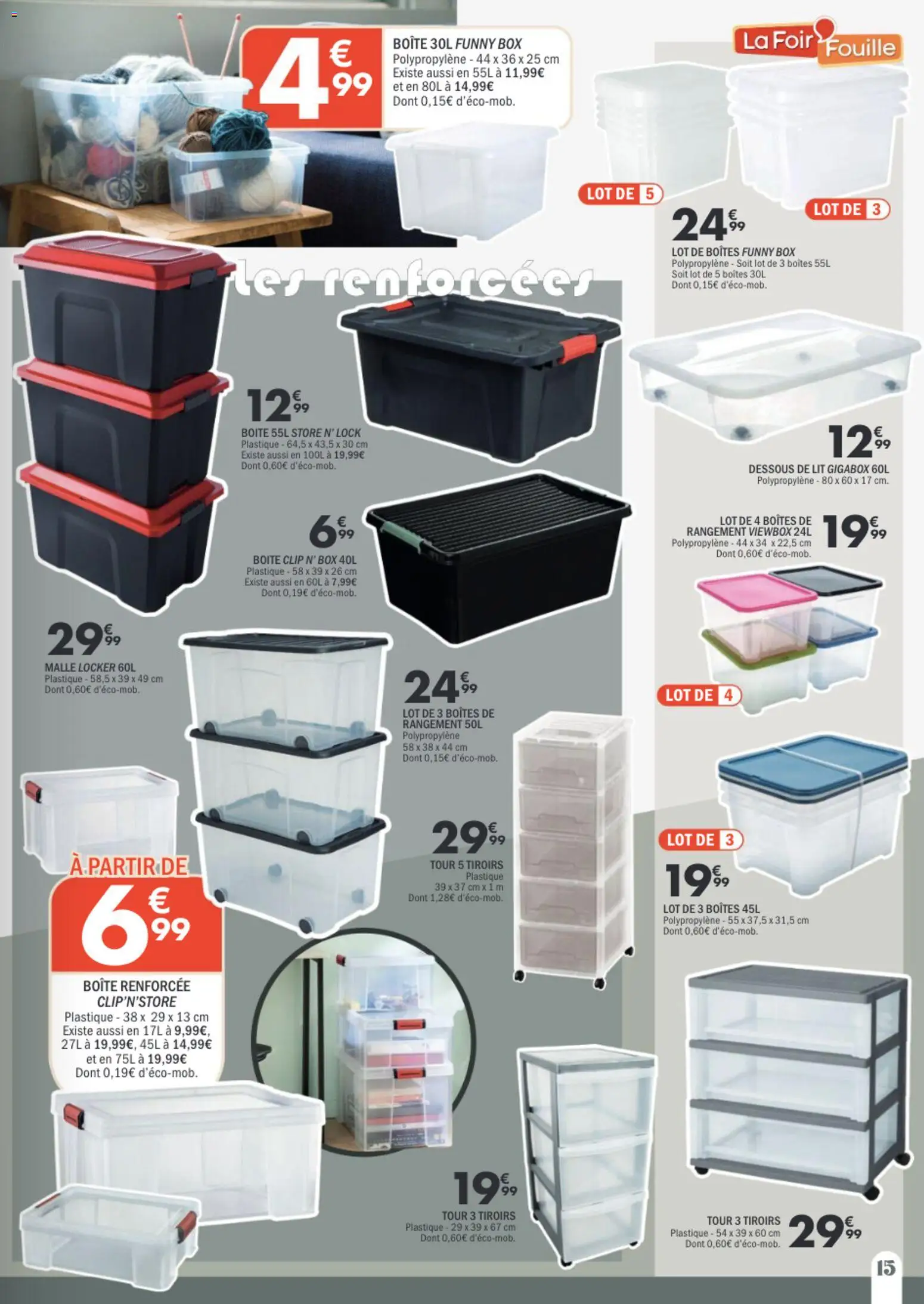 {H1} | Page: 15 | Produits: Store, Lit, Tiroirs