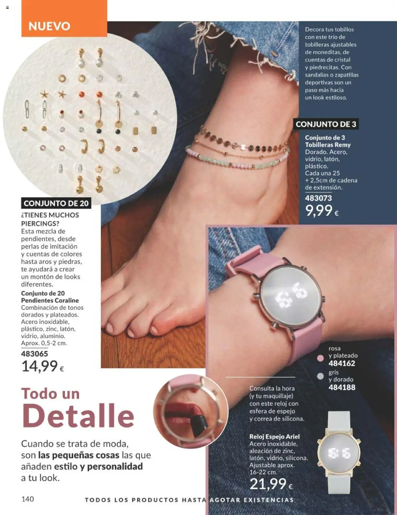 Catálogo AVON campaña 7 │ válido desde el 01.07.2025 | Página: 140 | Productos: Maquillaje, Pendientes, Zapatillas deportivas, Reloj