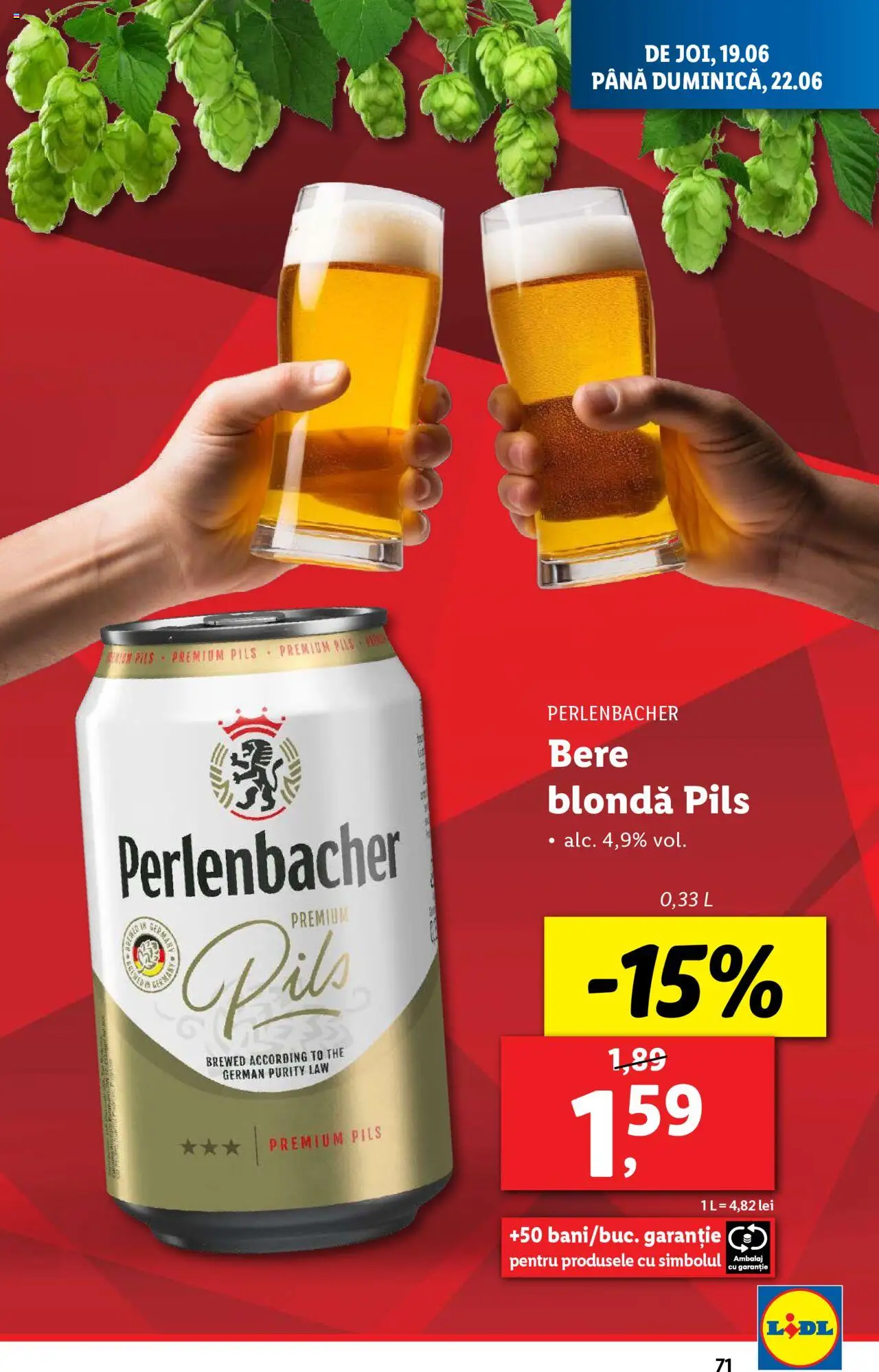 Catalog Lidl – valabil de la 16.06.2025 | Pagină: 71 | Produse: Bere