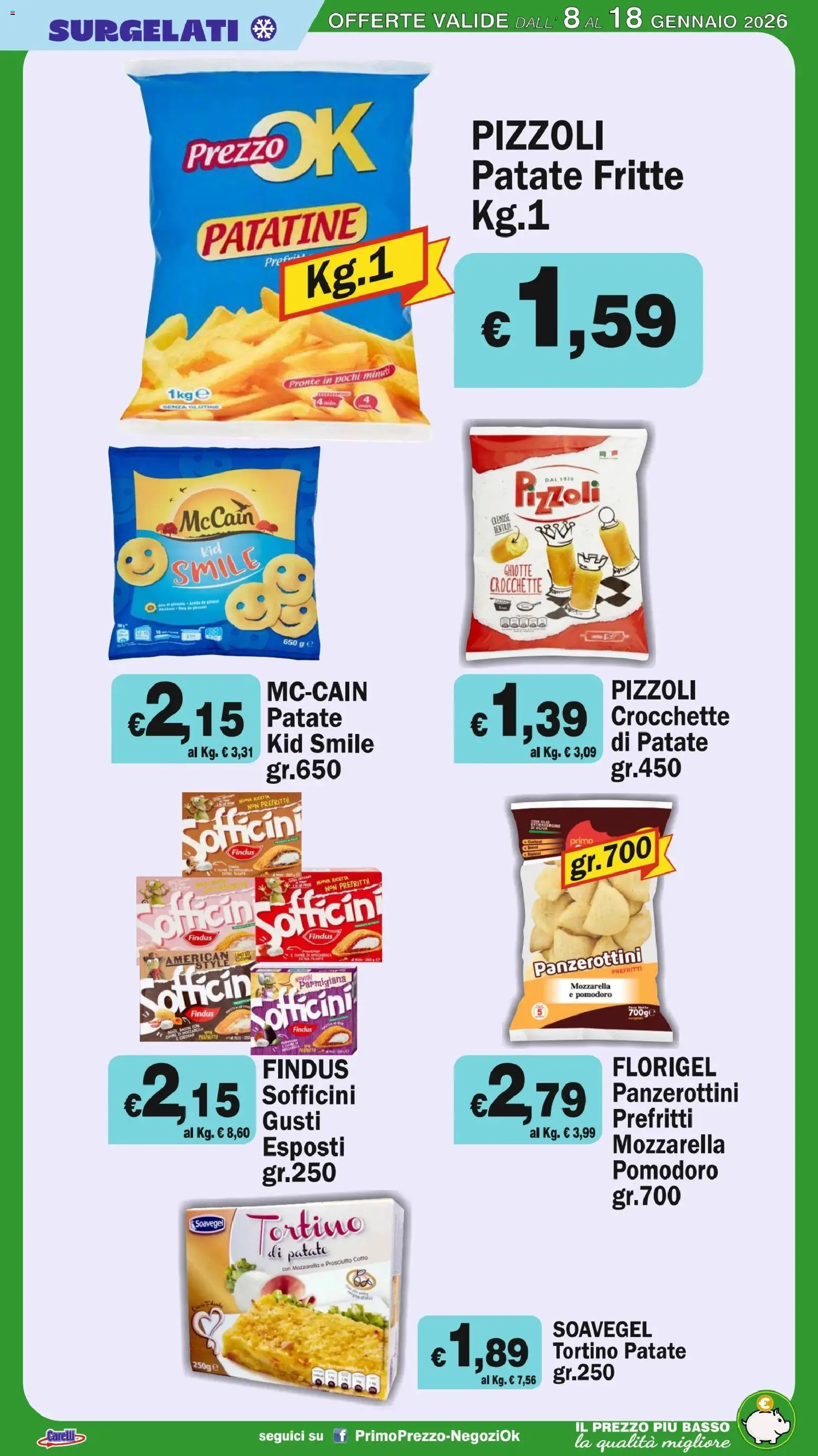 Volantino Primo Prezzo del 08.01.2026 | Pagina: 32 | Prodotti: Mozzarella, Pomodoro, Prosciutto, Crocchette