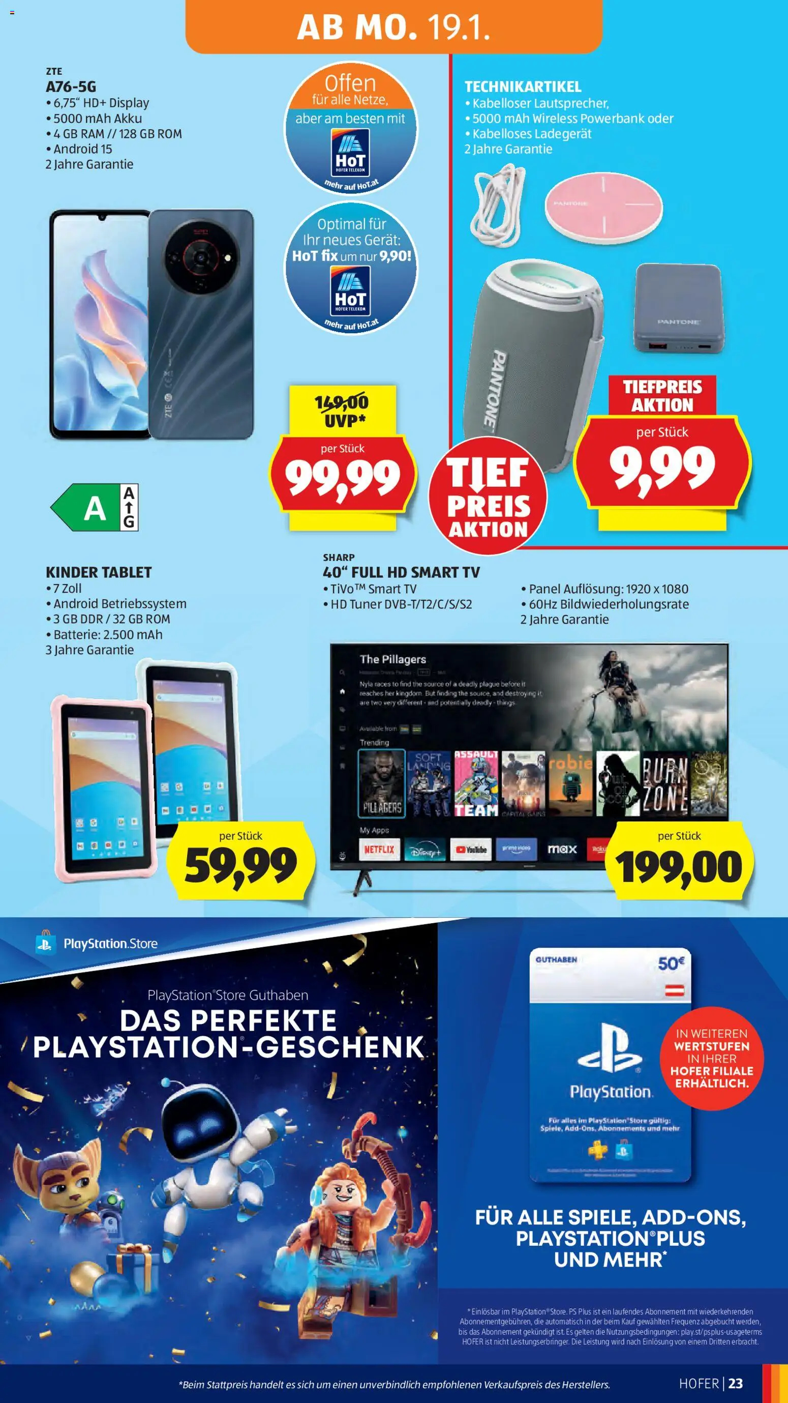 Hofer Flugblatt gültig ab 14.01.2026 | Seite: 27 | Produkte: Tablet, Video, Playstation, Batterie