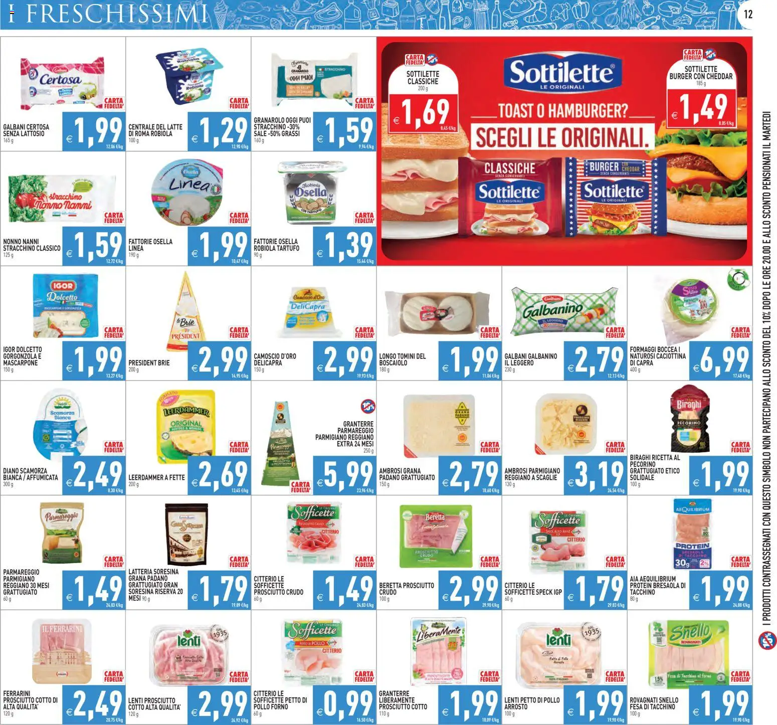 Volantino PIM Supermercati del 13.02.2026 | Pagina: 12 | Prodotti: Sale, Prosciutto, Hamburger, Robiola