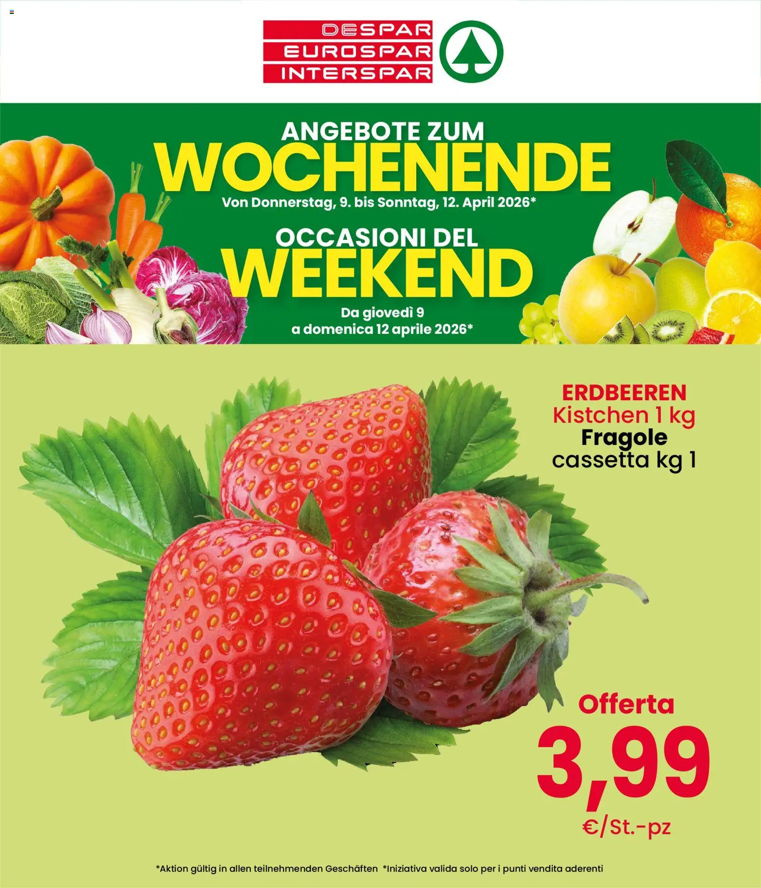 Volantino Eurospar del 09.04.2026 | Pagina: 1 | Prodotti: Fragole