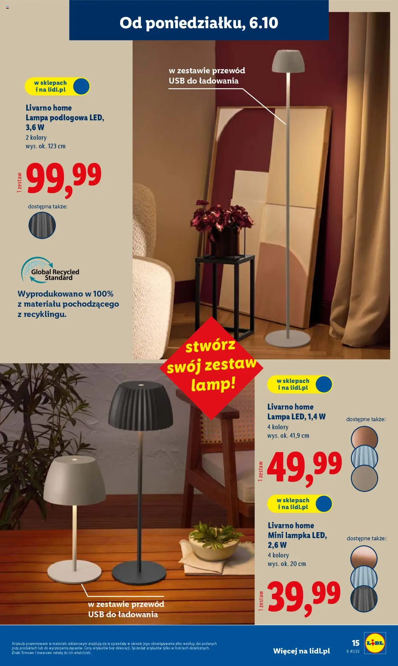 Lidl Katalog od 06.10.2025 | Strona: 15 | Produkty: USB, Lampa