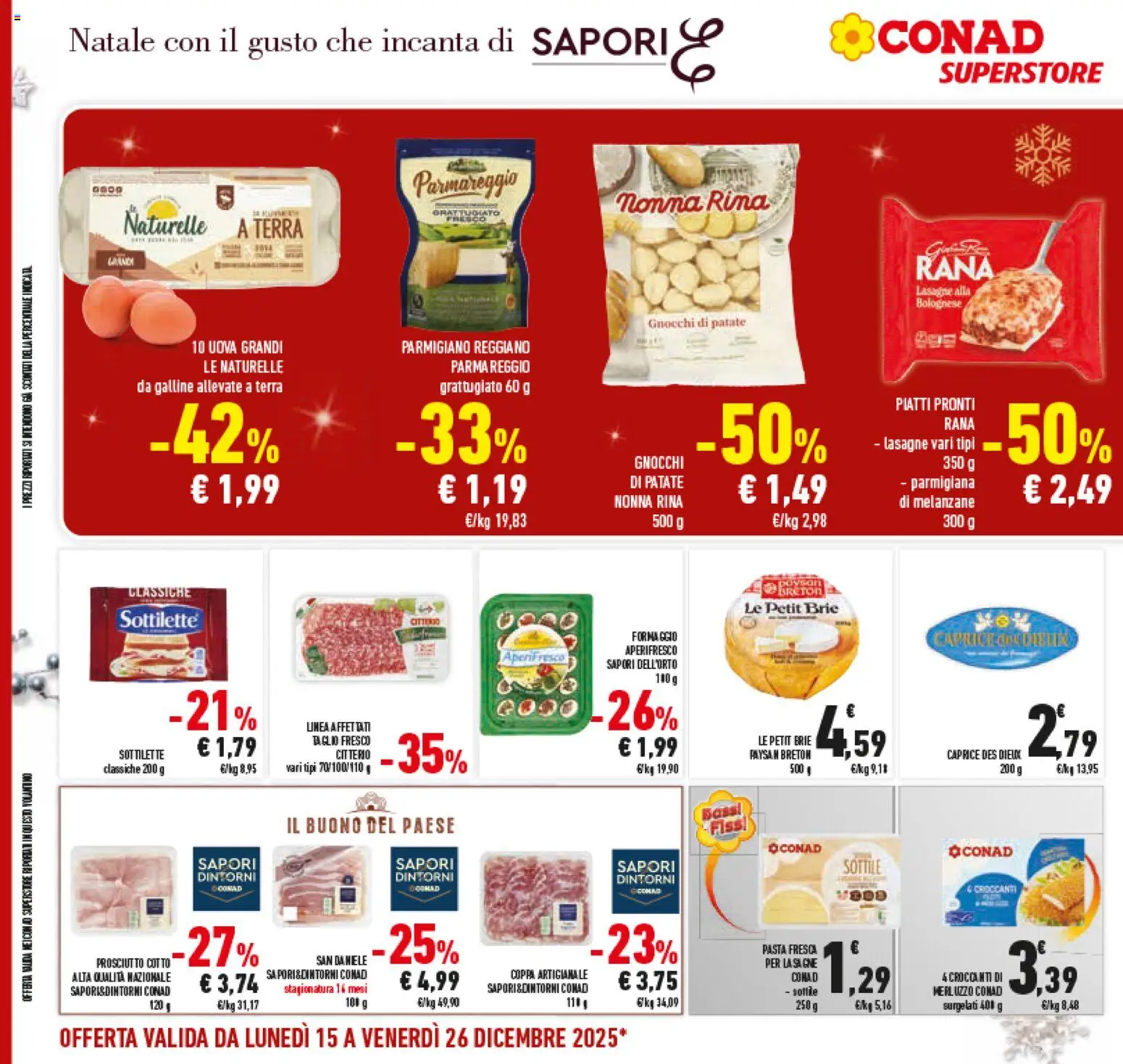 Volantino Conad del 15.12.2025 | Pagina: 32 | Prodotti: Uova, Pasta, Parmigiano, Terra