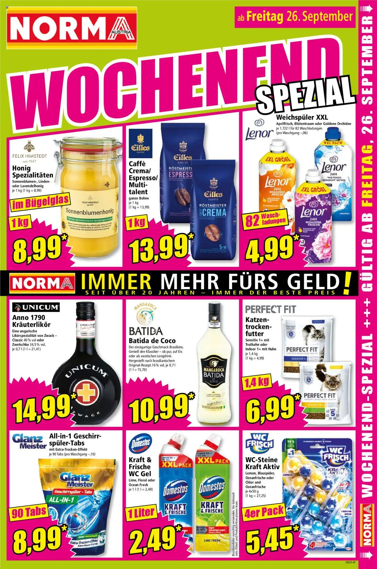 Norma Flugblatt gültig ab 22.09.2025 | Seite: 15 | Produkte: Eis, Geschirrspüler, Kaffee, Weichspüler