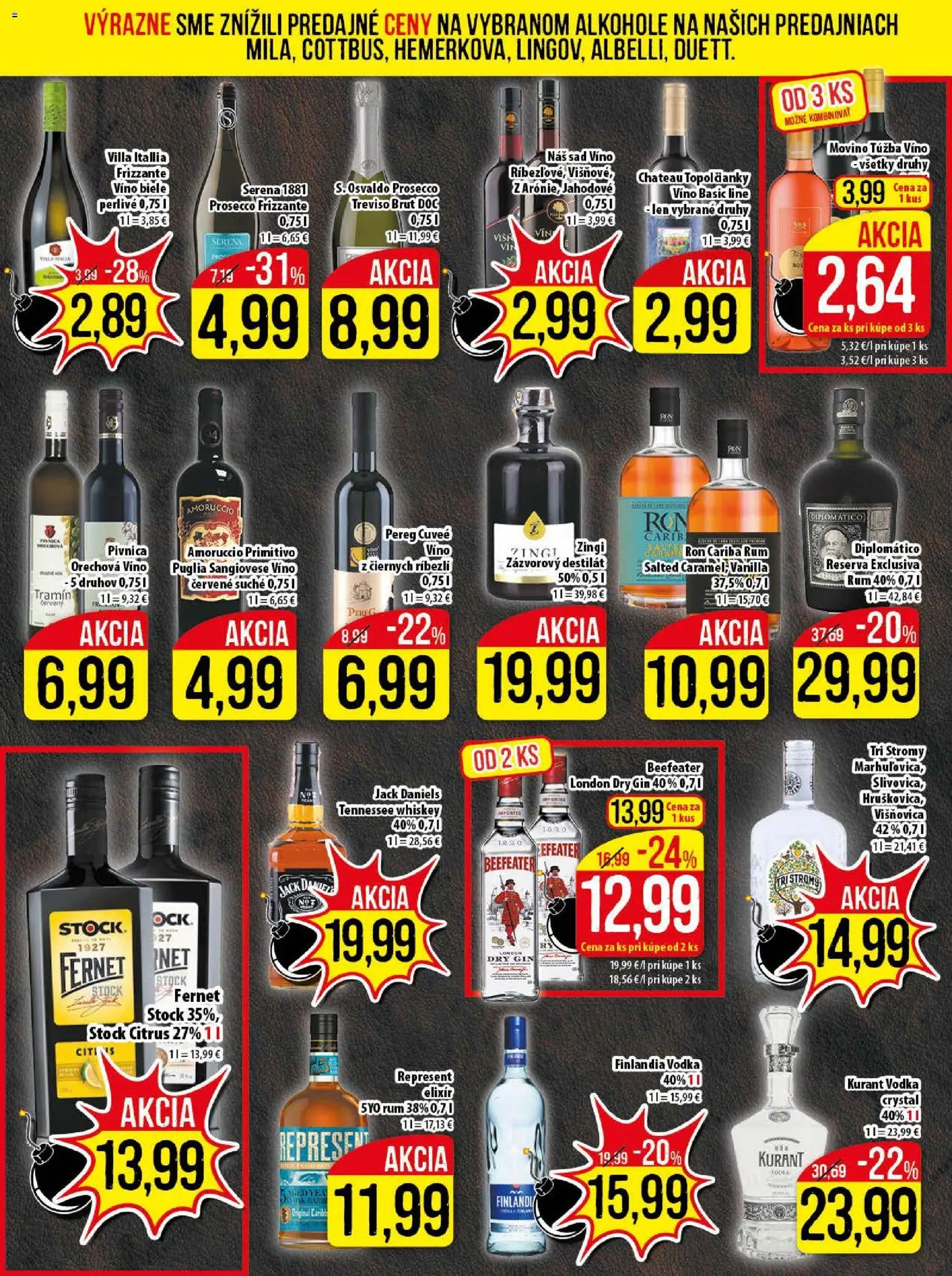 Nové Klas akcie – leták je platný od 26.01.2026 | Strana: 19 | Produkty: Diplomatico, Prosecco, Fernet Stock, Rum