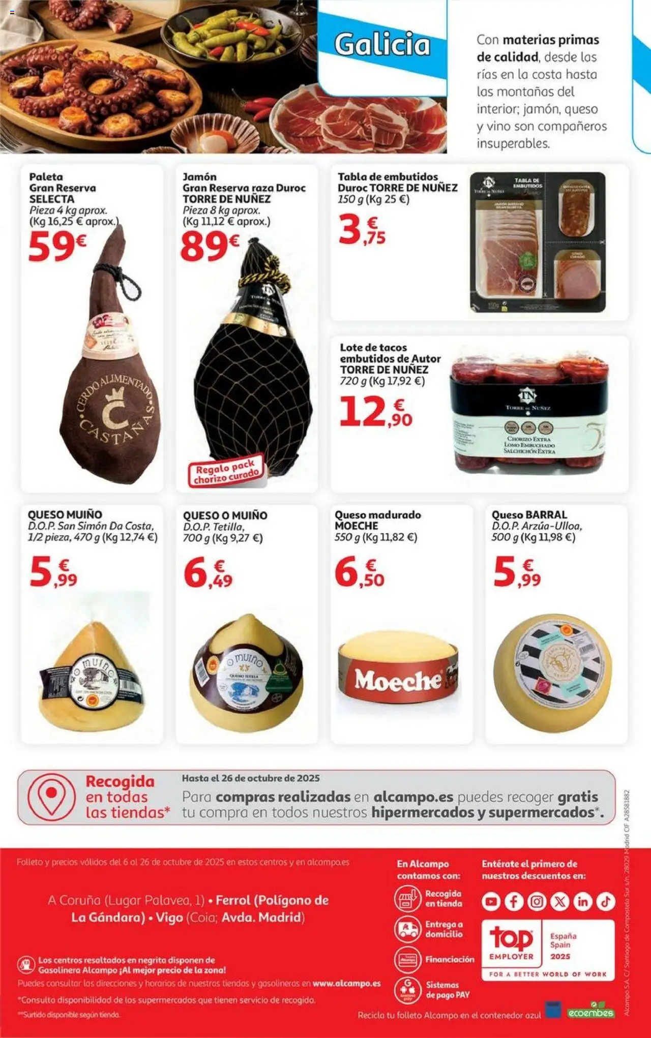 Alcampo - HG Galicia │ válido desde el 06.10.2025 | Página: 44 | Productos: Jamón, Vino, Tacos, Νυχτικό
