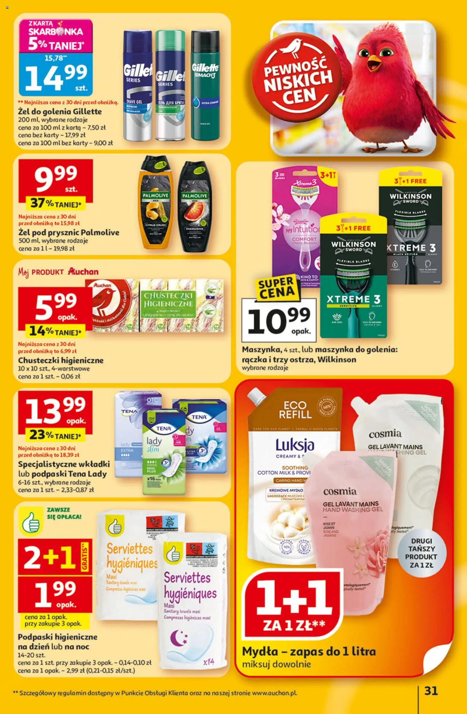 Auchan Gazetka - 30 Lat Hipermarket od 22.01.2026 | Strona: 31 | Produkty: Karta, Maszynka do golenia, Prysznic, Mydło