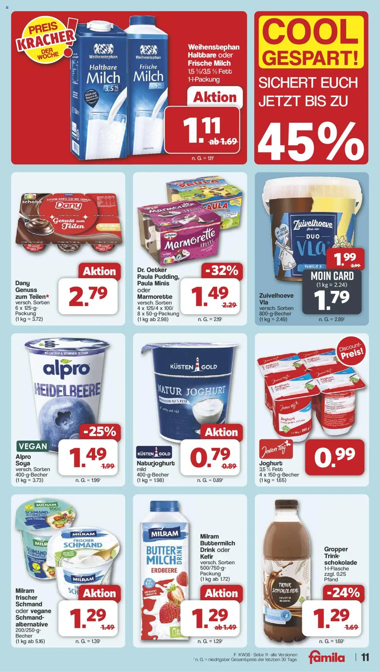 Famila Nordwest Prospekt 	 – gültig ab 15.09.2025 | Seite: 12 | Produkte: Milch, Butter, Schokolade, Alpro