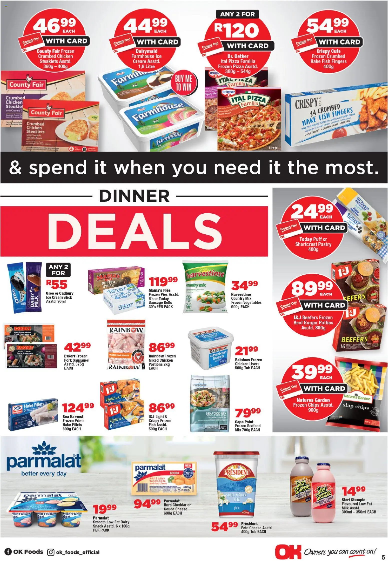 New OK Foods catalogue – valid from 24.10.2025 | Page: 5 | Products: Frozen vegetables, Cream, Máscara de pestañas, Pepper