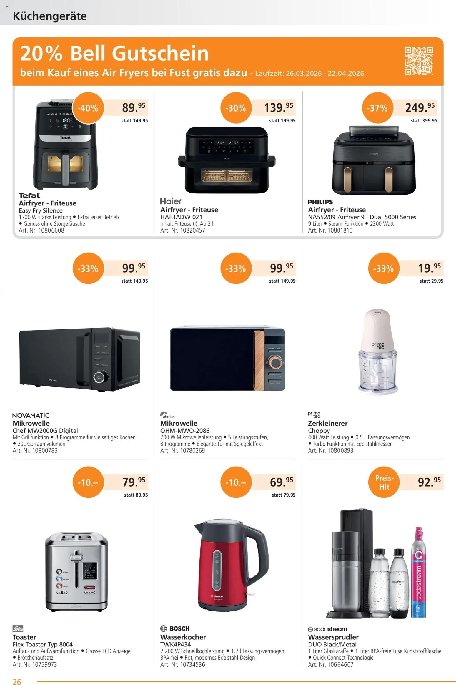 Fust aktionen – gültig ab 23.03.2026 | Seite: 26 | Produkte: Toaster, Wasserkocher, Mikrowelle, Philips