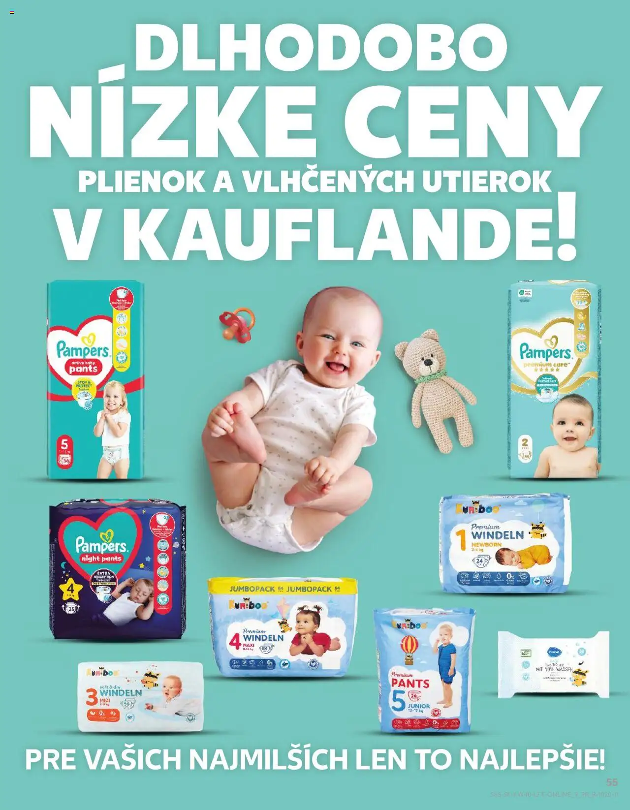 Nové Kaufland akcie – leták je platný od 02.10.2025 | Strana: 55 | Produkty: Pampers Premium Care, Pampers