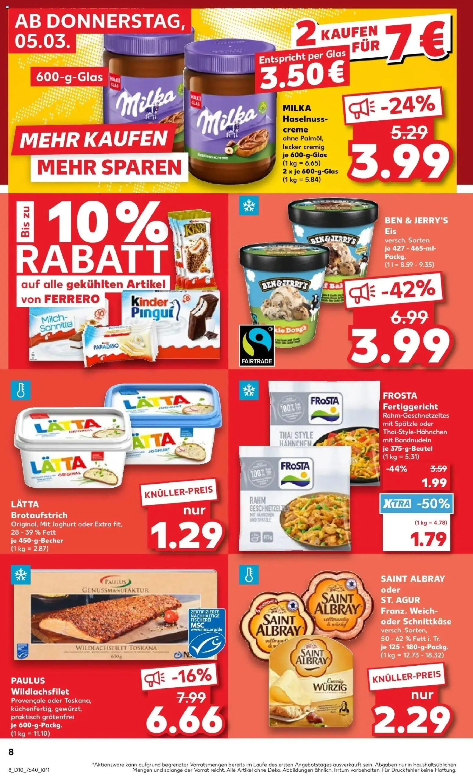 Kaufland Prospekt Erkelenz	 – gültig ab 02.03.2026 | Seite: 20 | Produkte: Milka, Creme, Frosta, Ben & Jerry's