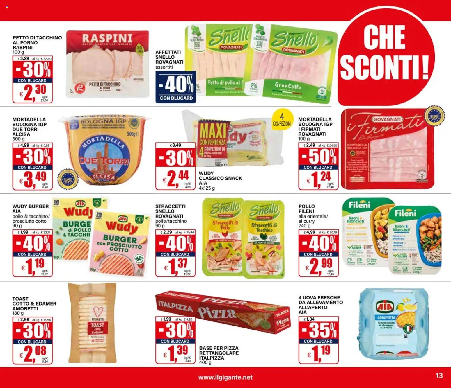 Volantino Il Gigante del 02.01.2026 | Pagina: 13 | Prodotti: Prosciutto Cotto, Pizza, Mortadella, Forno