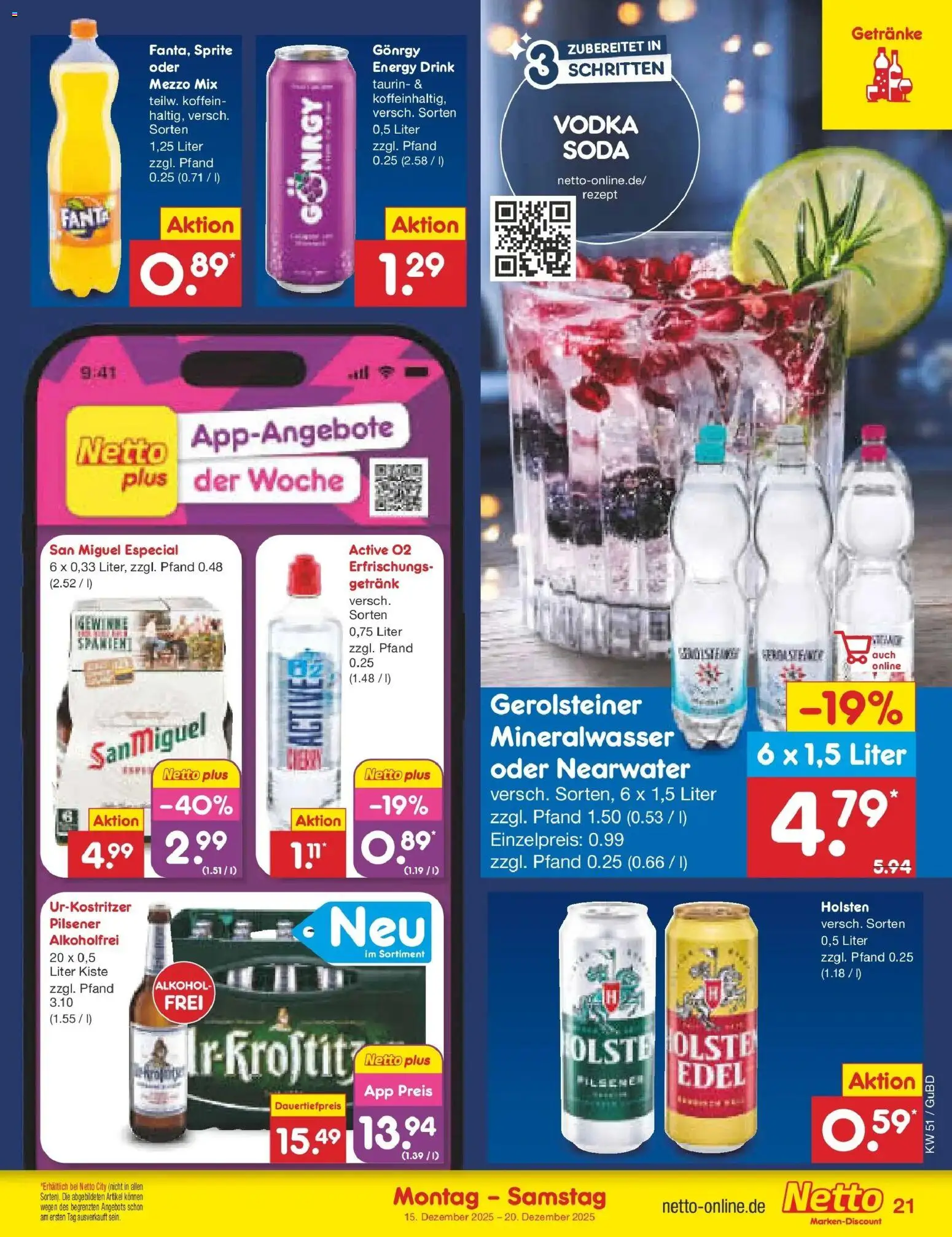 Netto Marken-Discount prospekt Augustusburg	 – gültig ab 15.12.2025 | Seite: 25 | Produkte: Mezzo mix, Holsten, Mineralwasser, Gerolsteiner