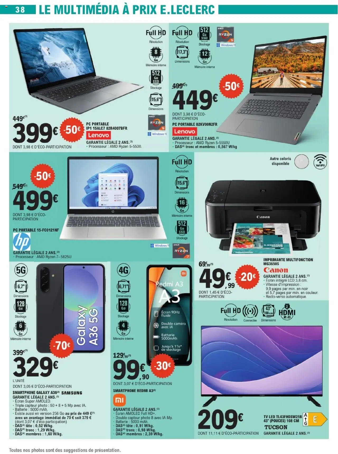  | Page: 38 | Produits: Imprimante multifonction, PC portable, TV led, Batterie