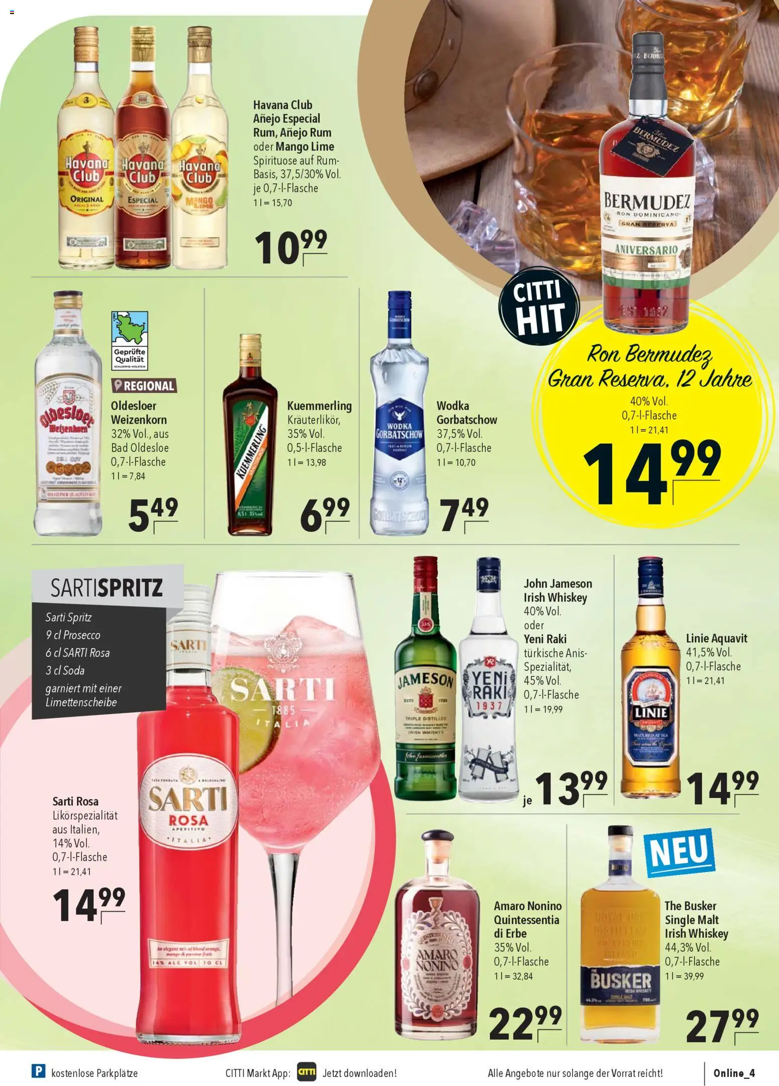 CITTI Markt Prospekt 	 – gültig ab 22.04.2026 | Seite: 15 | Produkte: Jameson, Kuemmerling, Mango, Whiskey