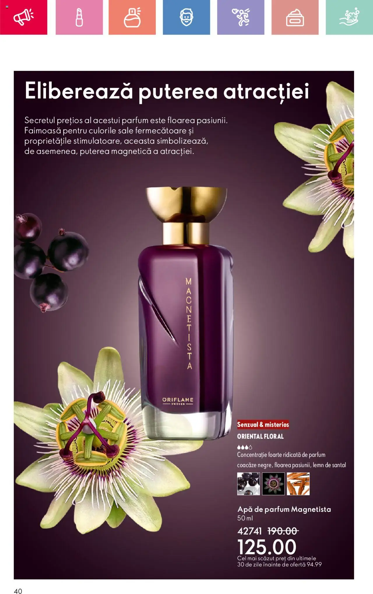 Oriflame catalog 11 2025 – valabil de la 27.07.2025 | Pagină: 40 | Produse: Apă de parfum, Parfum, Apă