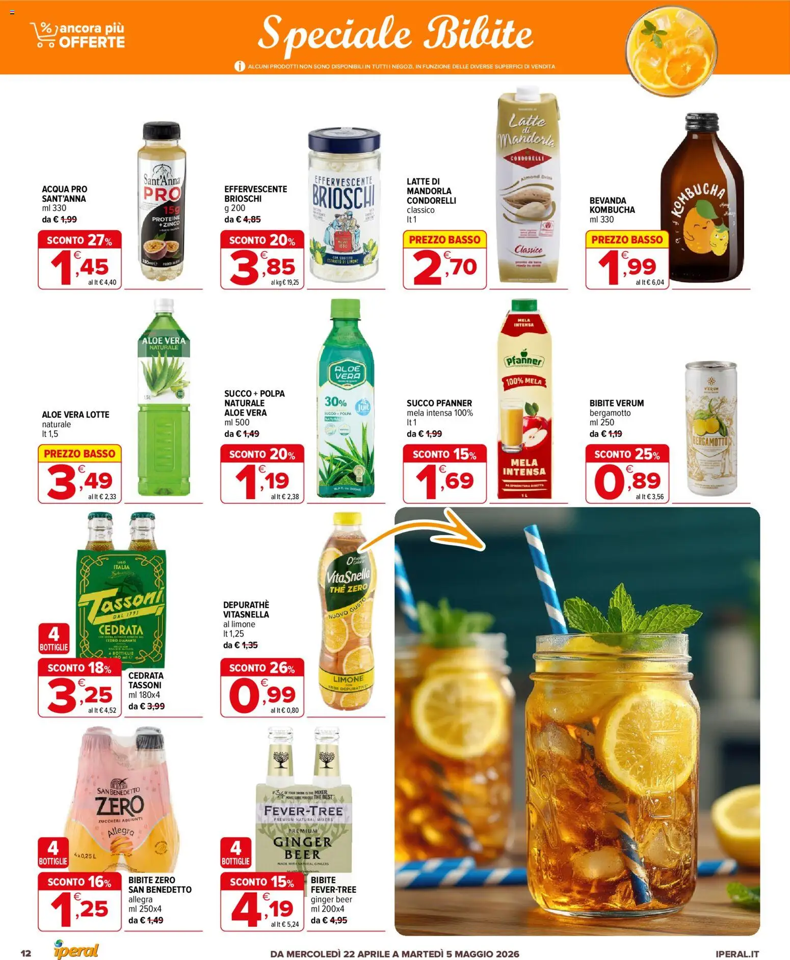 Volantino Iperal del 22.04.2026 | Pagina: 12 | Prodotti: Limone, Bibite, Aloe vera, Cedrata