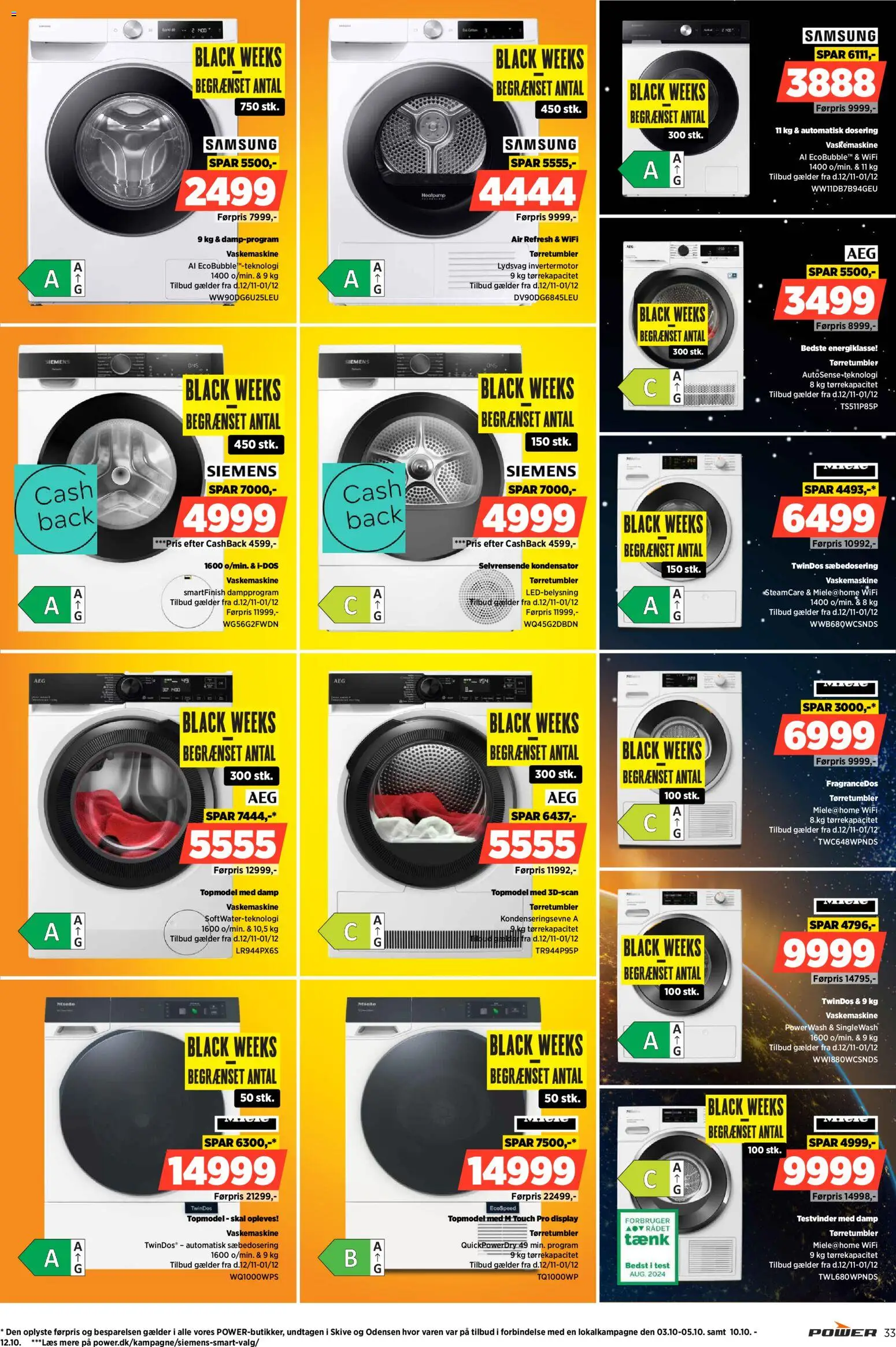 Power tilbudsavis – gyldig fra 12.11.2025 | Side: 33 | Produkter: Vaskemaskine, Tørretumbler