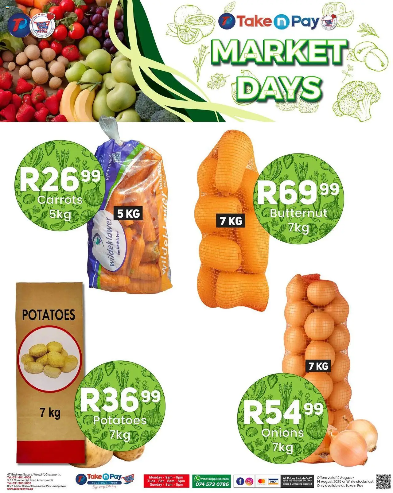 Take n Pay Market Day │ valid from 12.08.2025 | Page: 4 | Products: Carrots, Potatoes, Onions