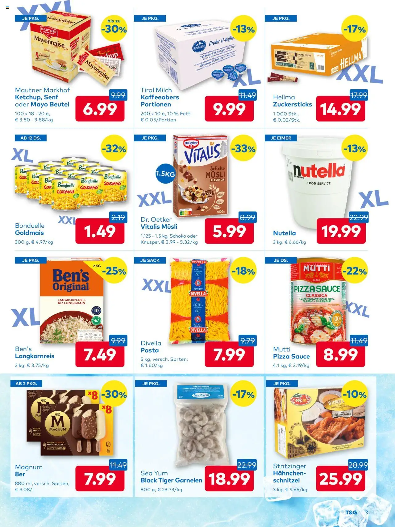 T&G Flugblatt gültig ab 31.07.2025 | Seite: 3 | Produkte: Pasta, Milch, Pizza, Tomaten