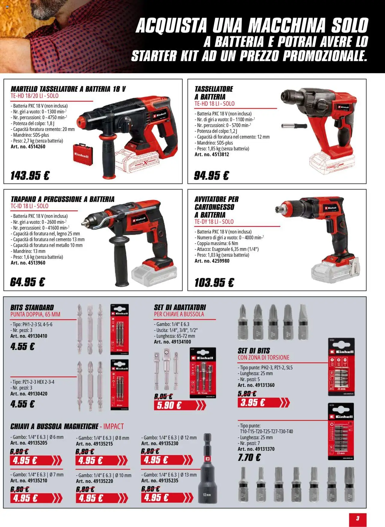Volantino Einhell del 01.10.2025 | Pagina: 3 | Prodotti: Avvitatore, Trapano, Martello, Batteria