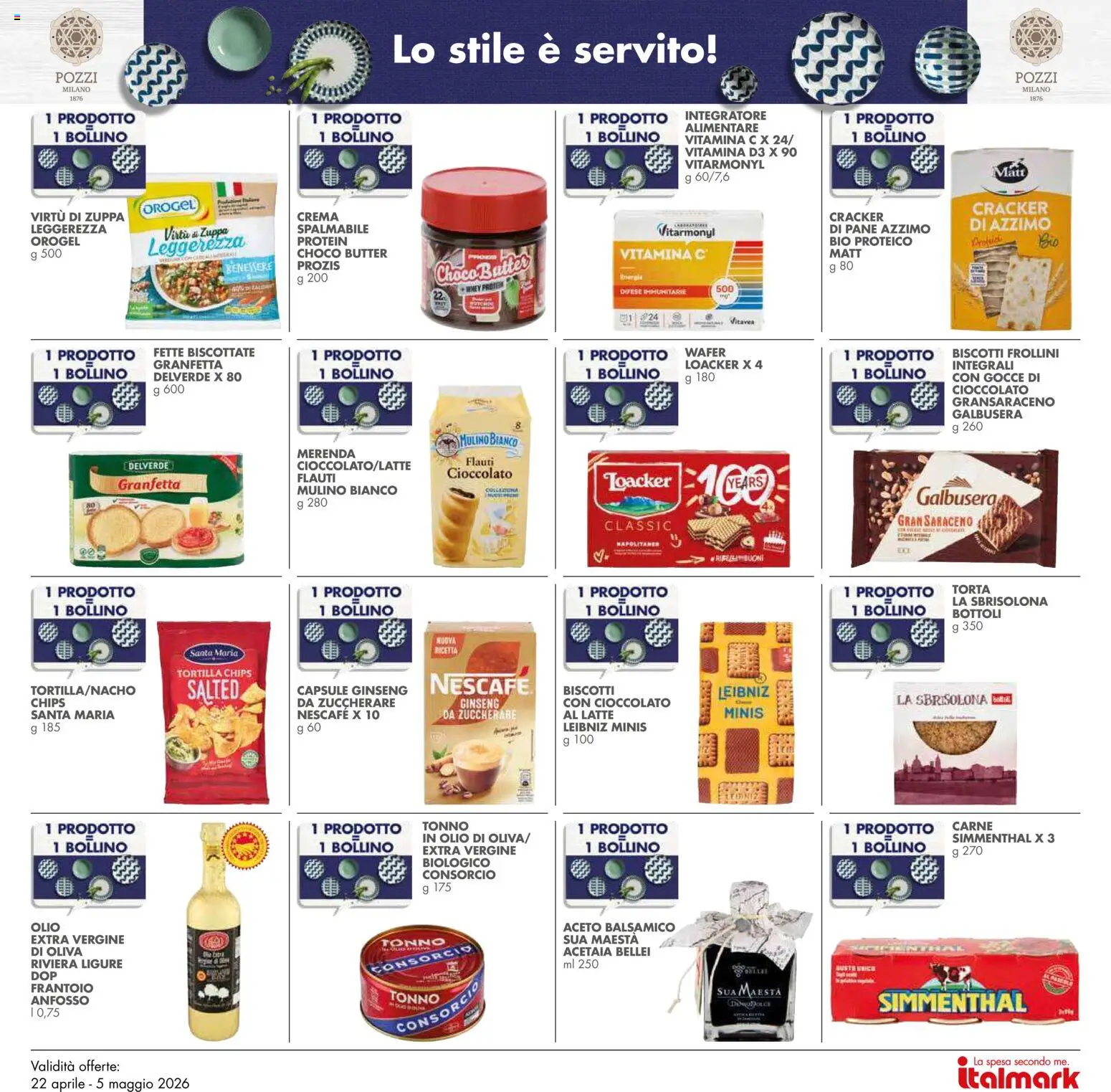 Volantino Italmark del 22.04.2026 | Pagina: 26 | Prodotti: Pane, Biscotti, Torta, Fette biscottate