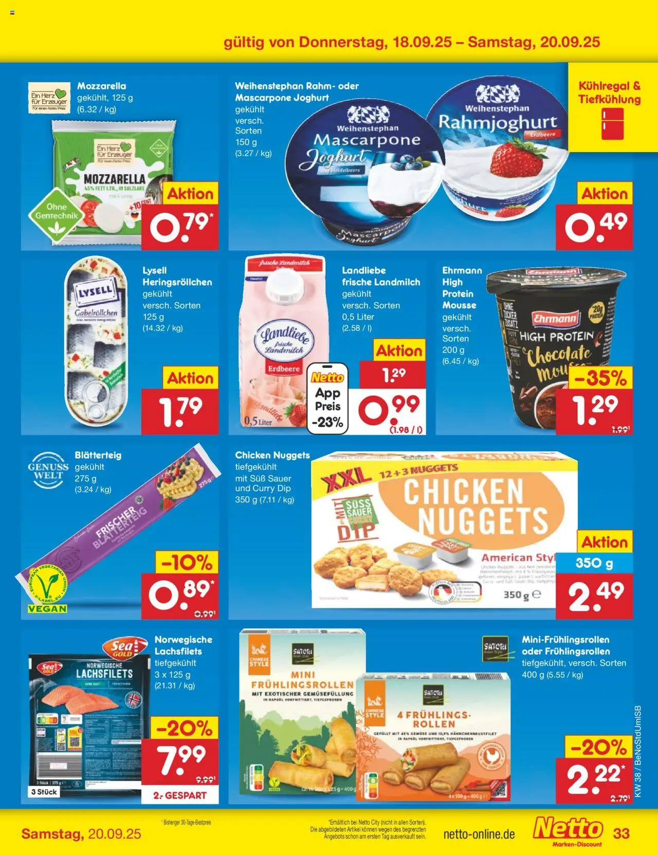Netto Marken-Discount Prospekt 	 – gültig ab 15.09.2025 | Seite: 38 | Produkte: Mascarpone, Rapsöl, Mozzarella, Gemüse