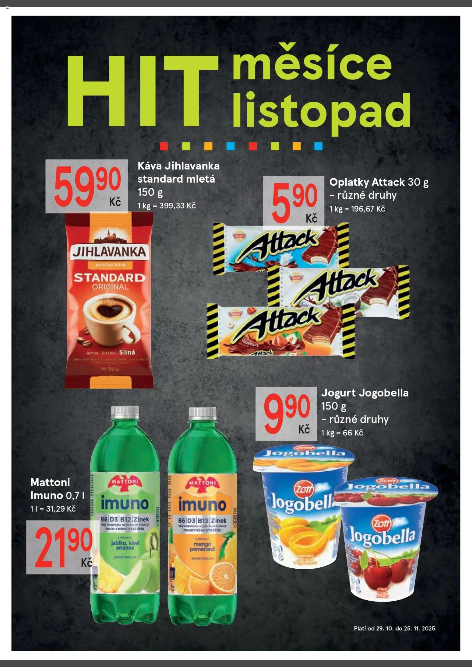 Žabka leták od 29.10.2025 | Strana: 2 | Produkty: Mango, Káva, Jihlavanka, Jogurt Jogobella