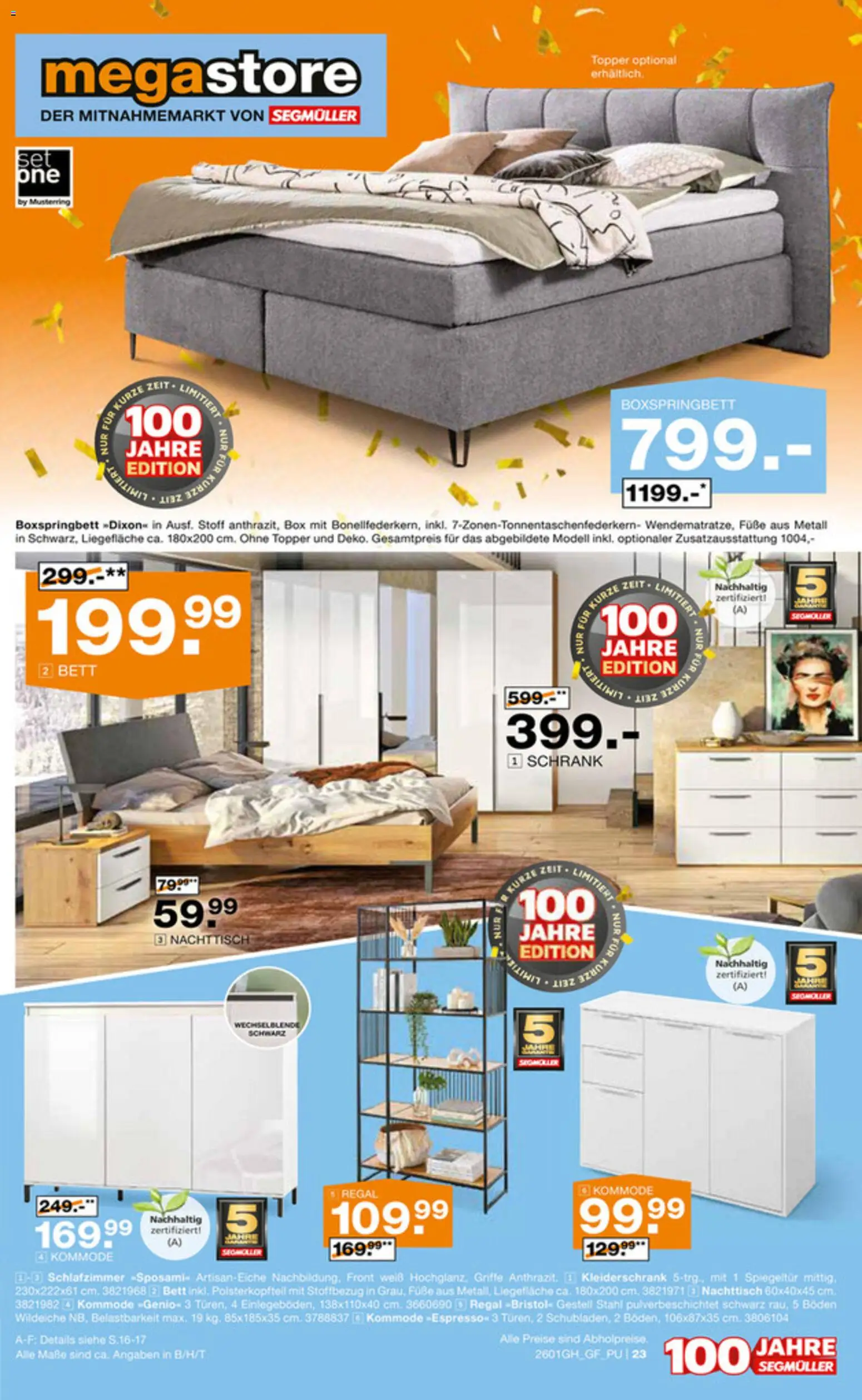 Segmüller 100 Jahre Jubiläums Finale – gültig ab 24.12.2025 | Seite: 39 | Produkte: Kommode, Regal, Topper, Schrank
