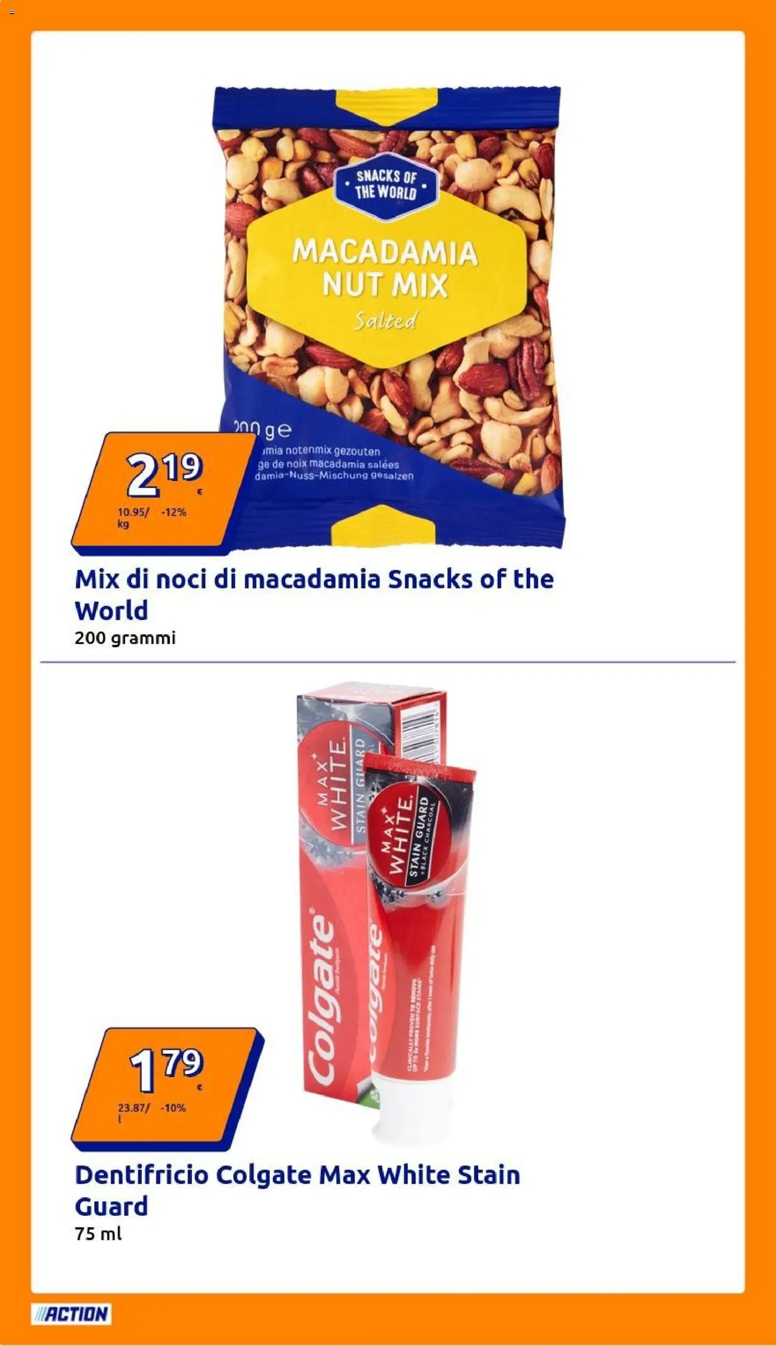 Volantino Action del 18.02.2026 | Pagina: 10 | Prodotti: Dentifricio, Noci, The