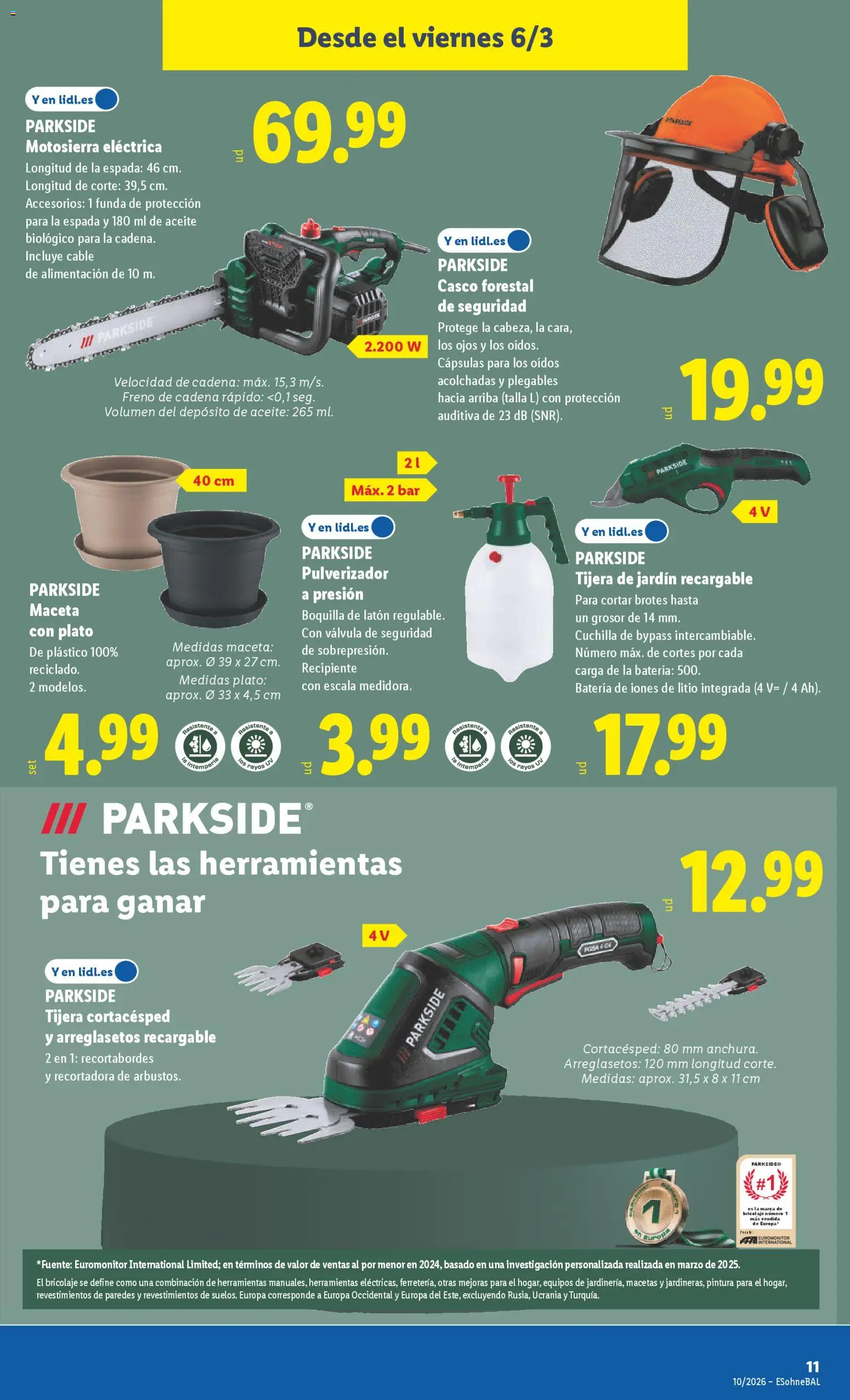 Lidl folleto de bazar │ válido desde el 02.03.2026 | Página: 19 | Productos: Motosierra, Aceite, Batería, Maceta