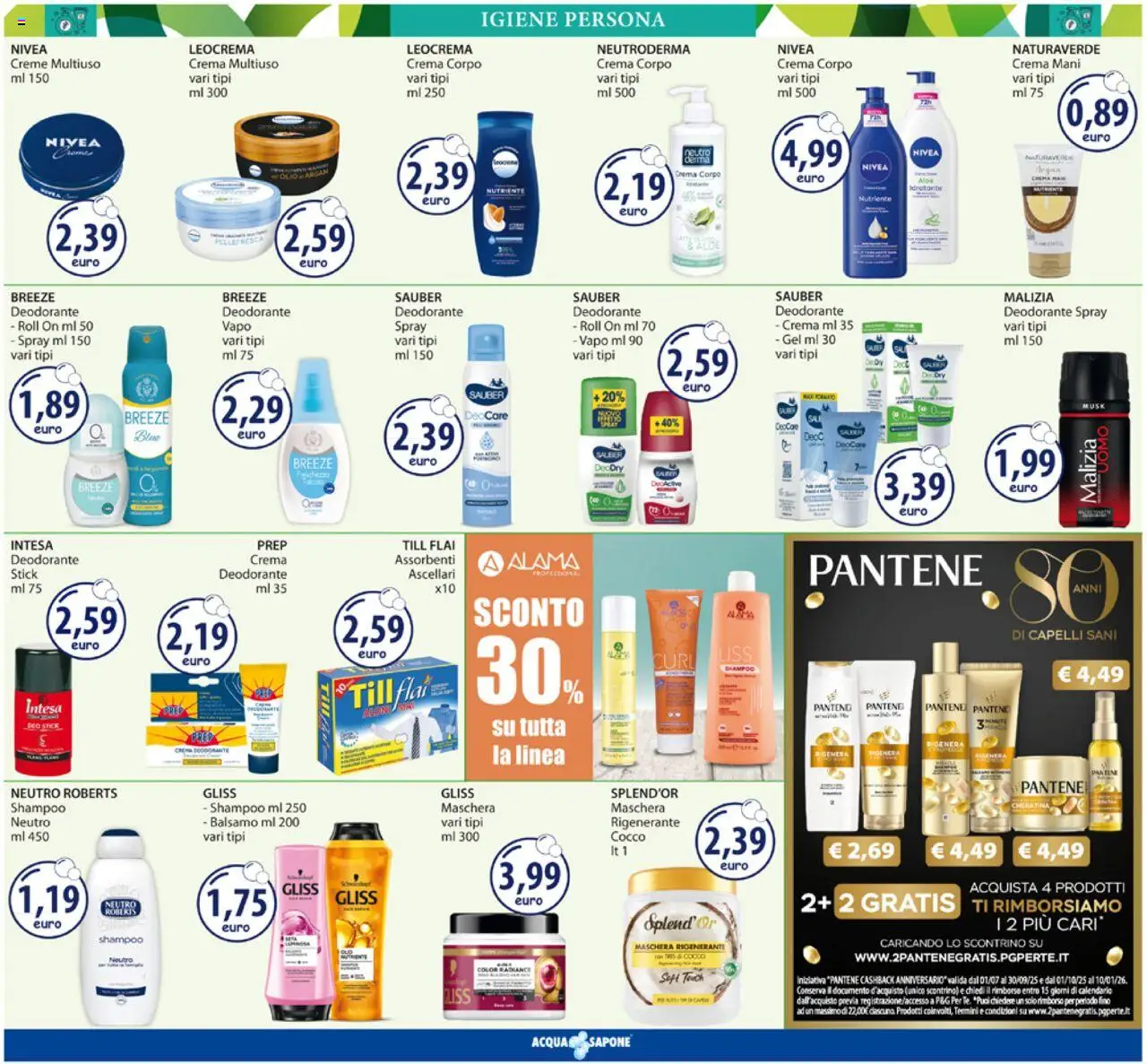 Volantino Acqua e Sapone del 08.09.2025 | Pagina: 7 | Prodotti: Shampoo, Balsamo, Crema, Deodorante