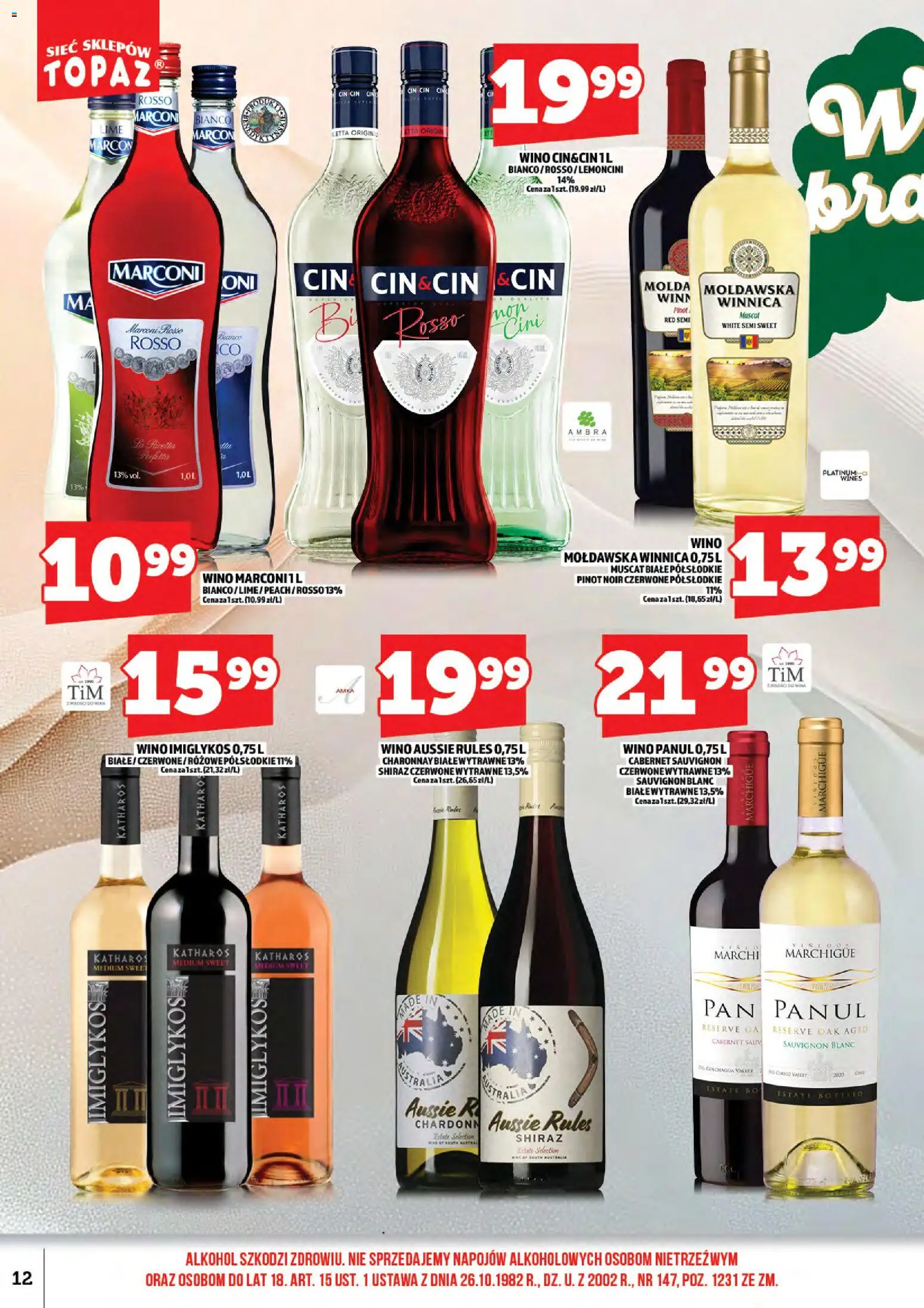 Topaz gazetka alkoholowa od 01.05.2026 | Strona: 14 | Produkty: Wino, Alkohol