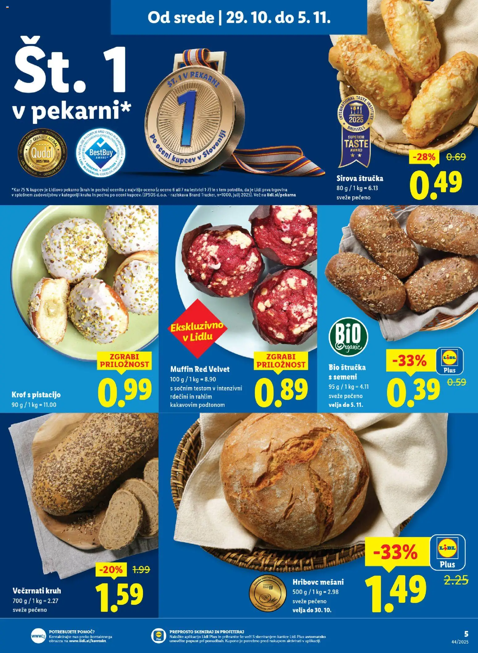 Novi Lidl katalog ponudbe – veljaven od 29.10.2025 | Stran: 5 | Izdelki: Štručka, Kruh