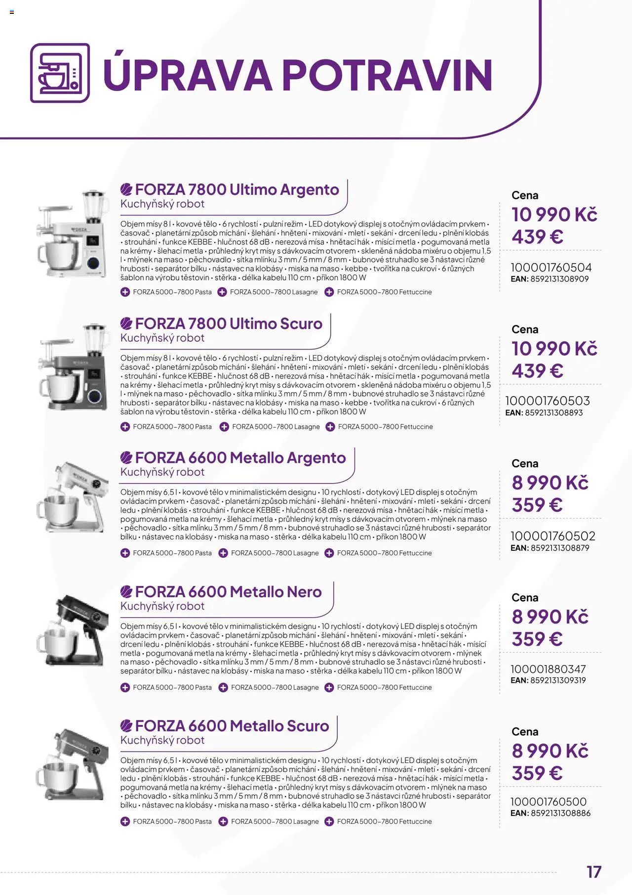 Expert elektro katalog - ECG - Malé domácí spotřebiče od 01.10.2024 | Strana: 17 | Produkty: Kuchyňský robot, Lasagne, LED, Mlýnek na maso
