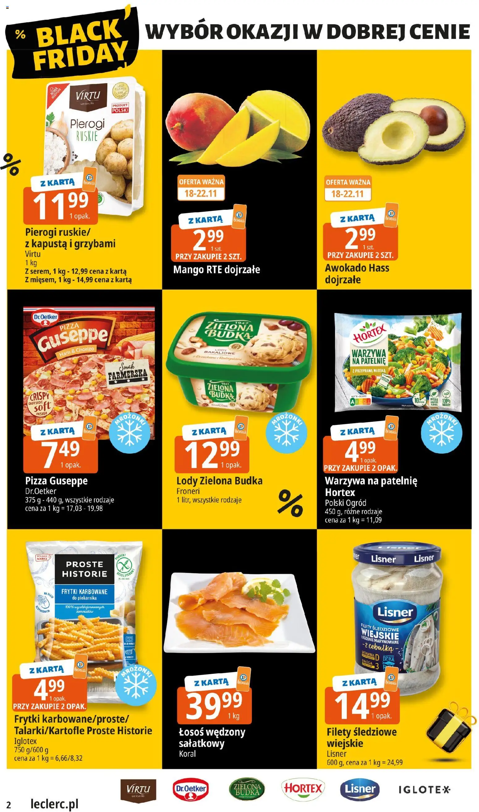 E.Leclerc Gazetka - Elbląg od 18.11.2025 | Strona: 2 | Produkty: Kapusta, Pierogi, Warzywa na patelnie, Frytki