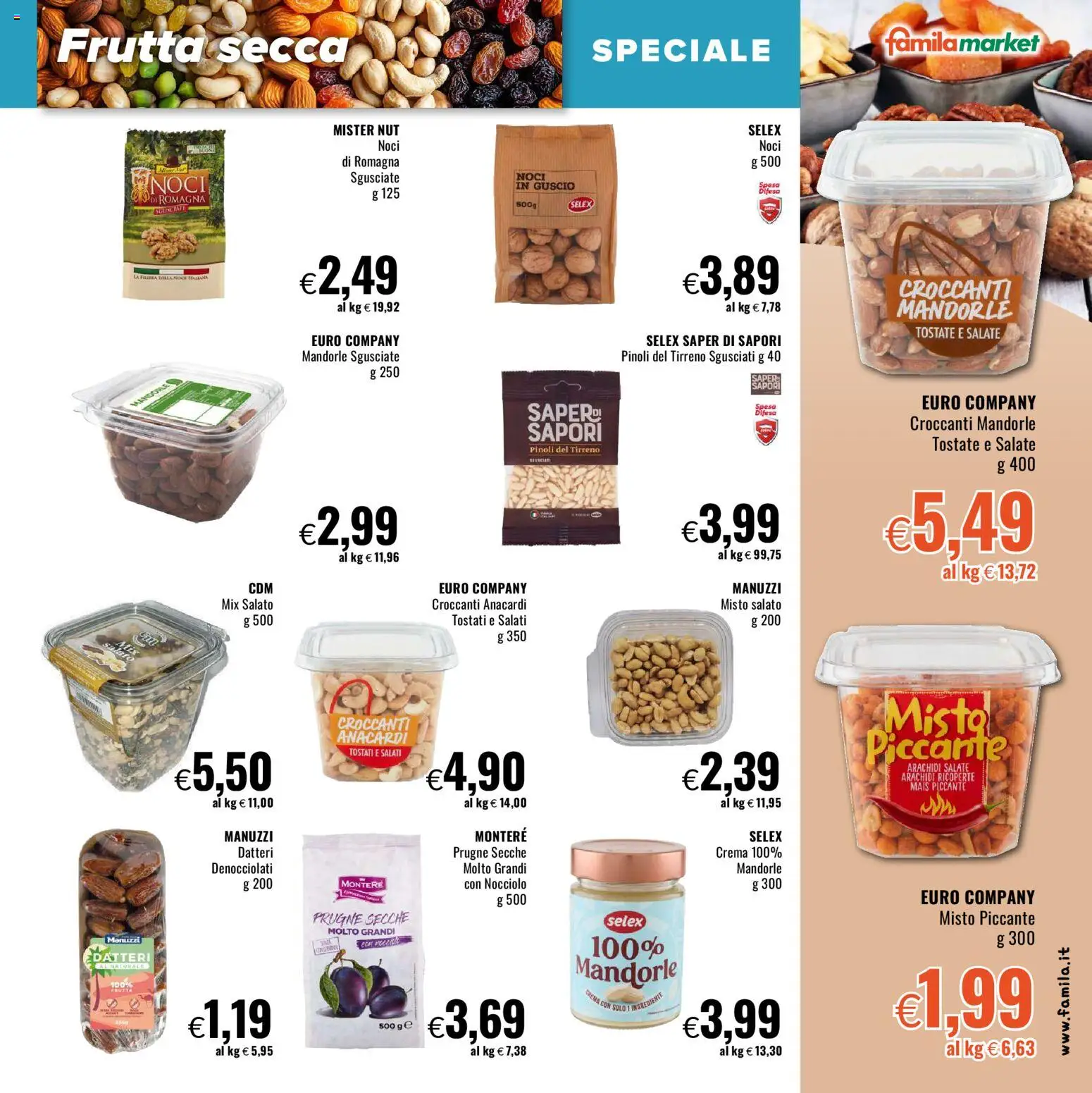 Volantino Famila del 28.12.2025 | Pagina: 11 | Prodotti: Crema, Noci, Mandorle, Mais