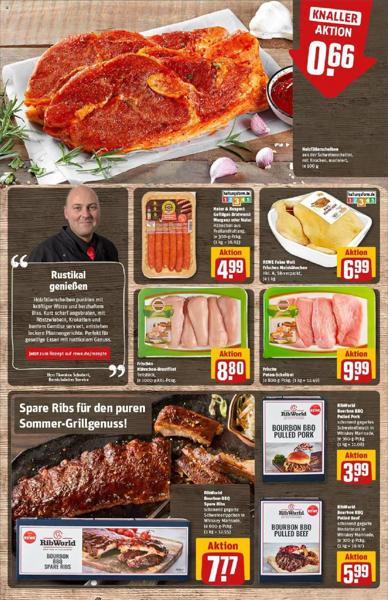 Rewe prospekt Kiel	 - gültig ab dem 20.07.2025 | Seite: 8 | Produkte: Bratwurst, Spare ribs, Gemüse, Bourbon
